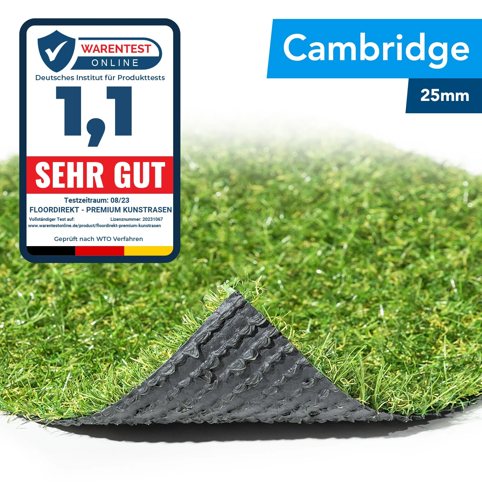 ✂ Sztuczna trawa Cambridge | Wysokość: 25 mm | Waga: 1500 g/m²