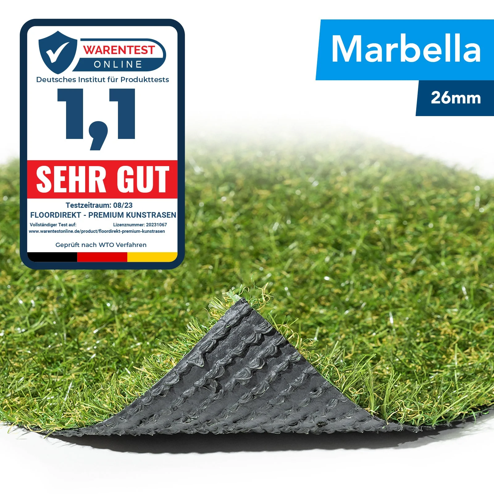 ✂ Sztuczna trawa Marbella na balkon | Wysokość: 26 mm