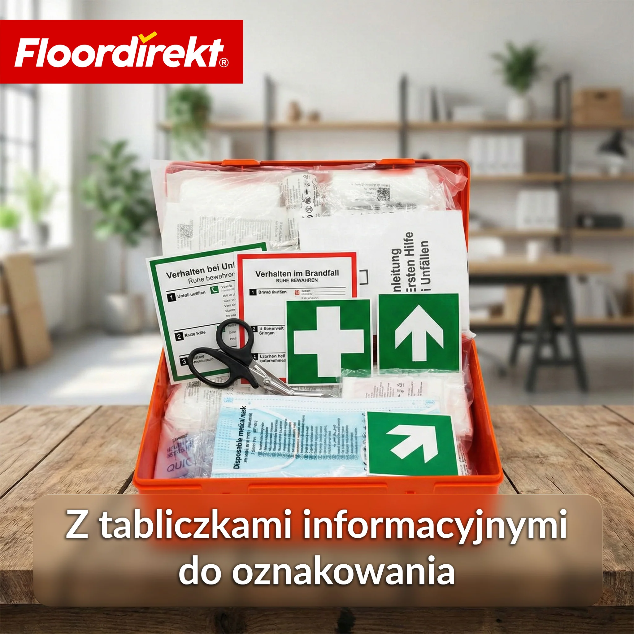 Apteczka pierwszej pomocy | DIN 13157:2021 | Zestaw opatrunkowy z uchwytem ściennym i naklejkami ISO - Image 7