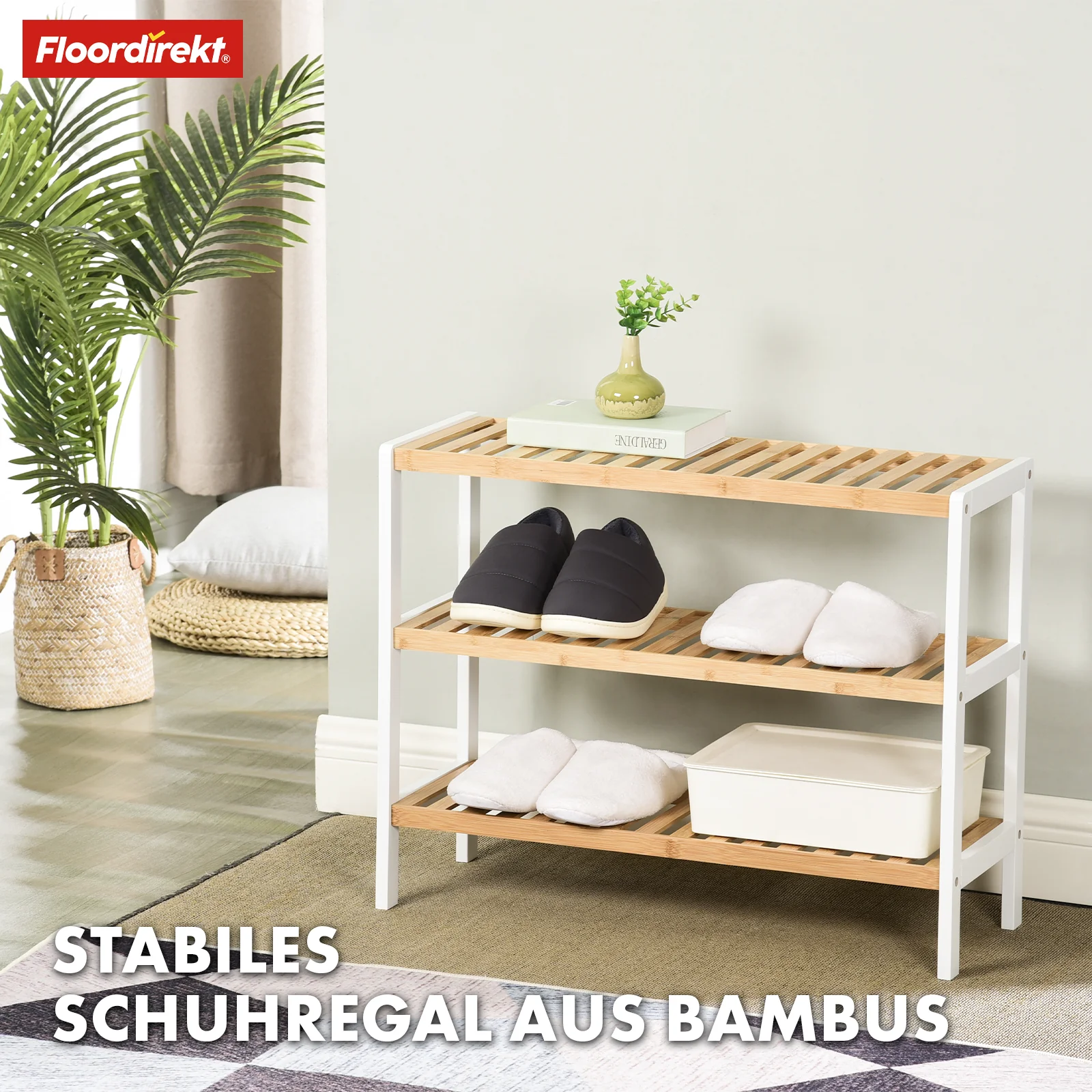 Bambusowy stojak na buty | Michigan | Stylowy, oszczędzający miejsce stojak z 3 półkami - Image 6