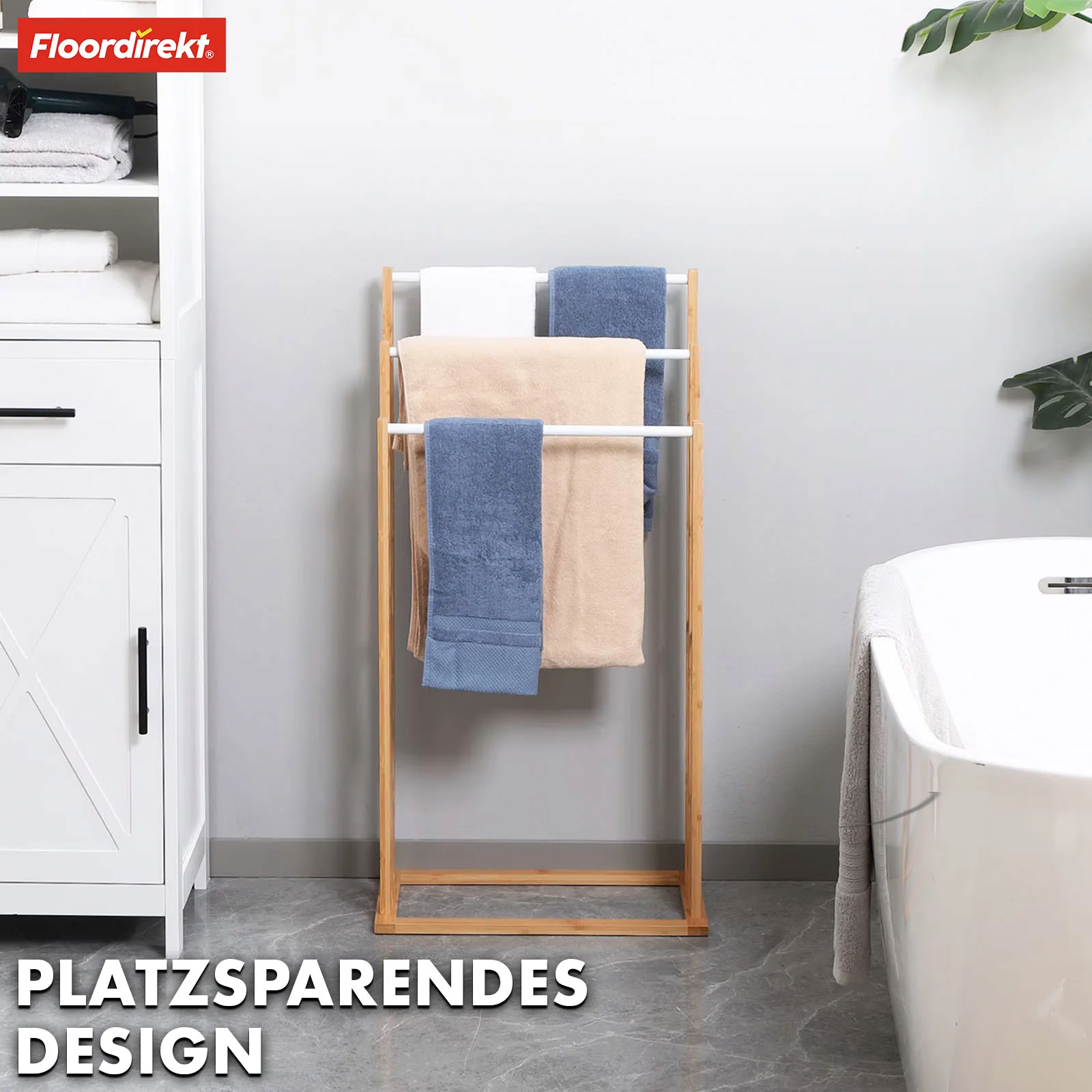 Bambusowy wieszak na ręczniki | Kentucky | Elegancki wieszak na ręczniki z 3 przesuniętymi prętami - Image 7