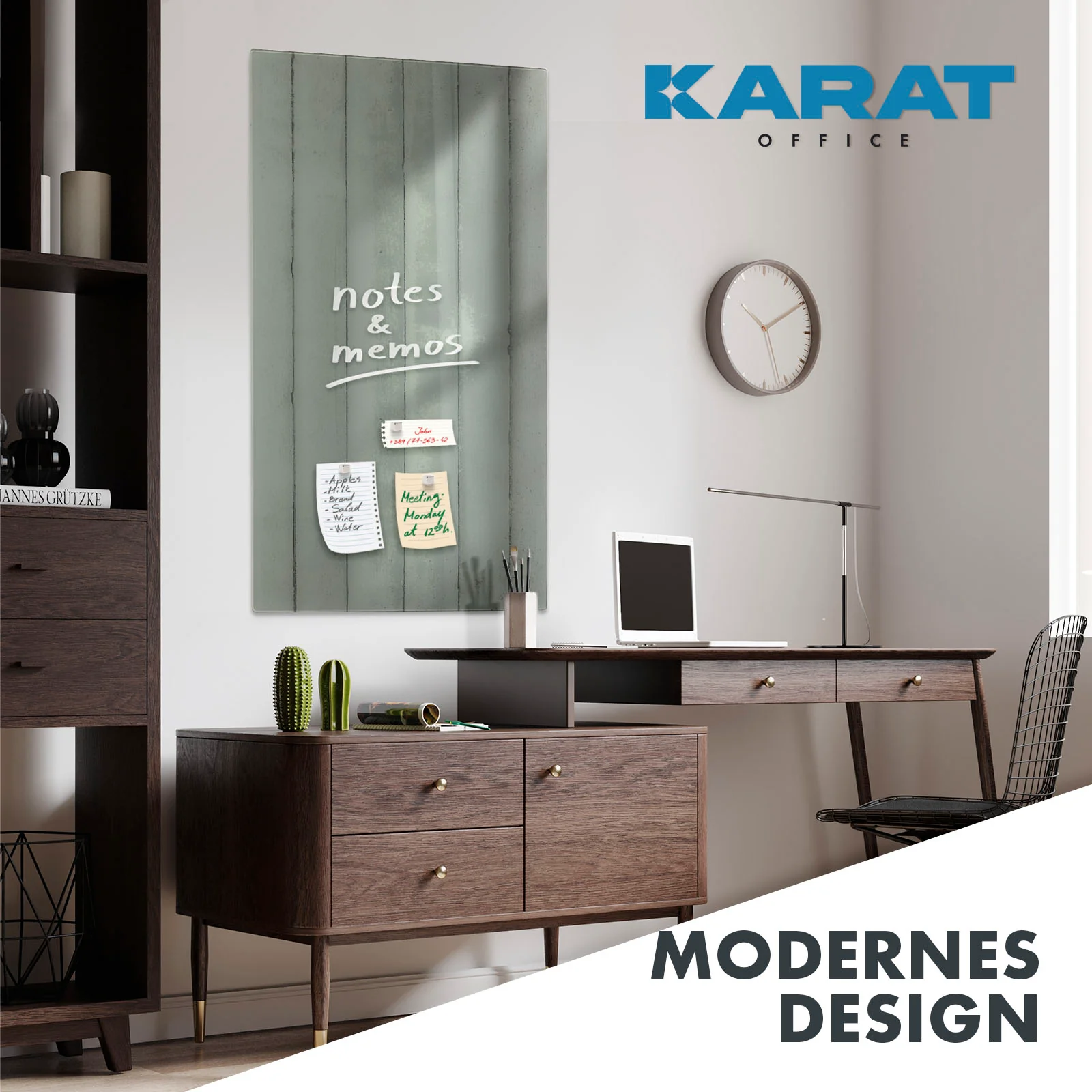 Designerska szklana tablica na notatki | Wood | Wygląd drewna | Z magnesami i materiałem montażowym | Powierzchnia o wysokim połysku - Image 8
