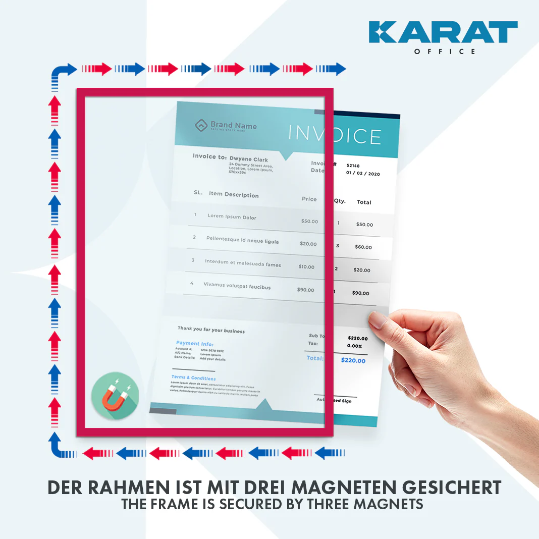Uchwyt na dokumenty | Magnetyczny | W formacie DIN A3, A4 lub A5 | Zestaw 5 sztuk - Image 26