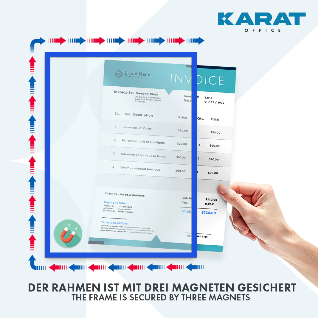 Uchwyt na dokumenty | Magnetyczny | W formacie DIN A3, A4 lub A5 | Zestaw 5 sztuk - Image 8