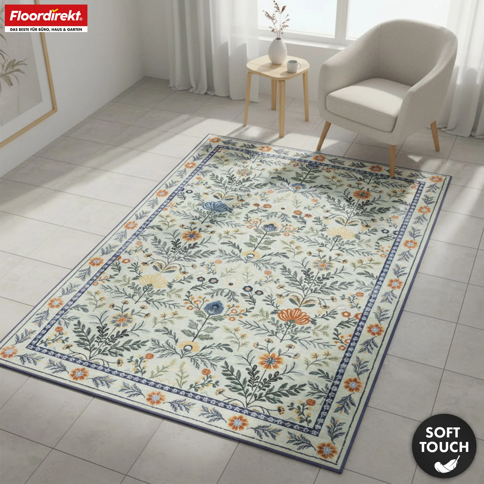 Dywan | Cascada | Elegancki dywan z kwiatowym wzorem w harmonijnych kolorach | Antypoślizgowy, trwały i łatwy w czyszczeniu | Dostępny w różnych rozmiarach - Image 6