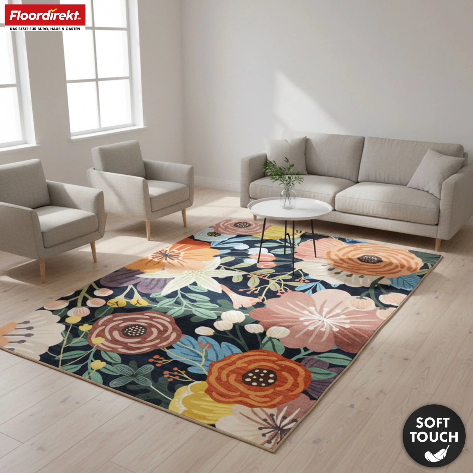 Dywan | Tropica | Nowoczesny dywan z tropikalnym kwiatowym wzorem | Antypoślizgowy, trwały i łatwy w czyszczeniu | Dostępny w różnych rozmiarach - Image 6