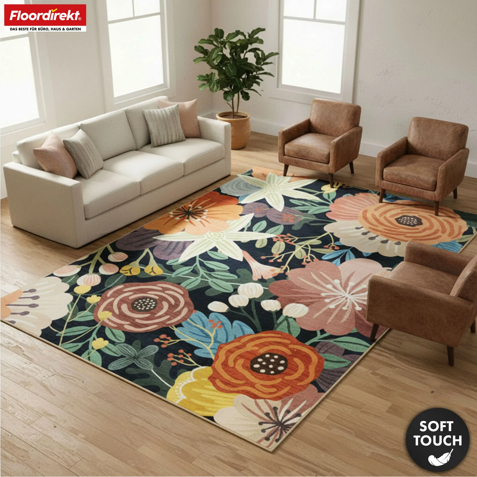 Dywan | Tropica | Nowoczesny dywan z tropikalnym kwiatowym wzorem | Antypoślizgowy, trwały i łatwy w czyszczeniu | Dostępny w różnych rozmiarach - Image 9