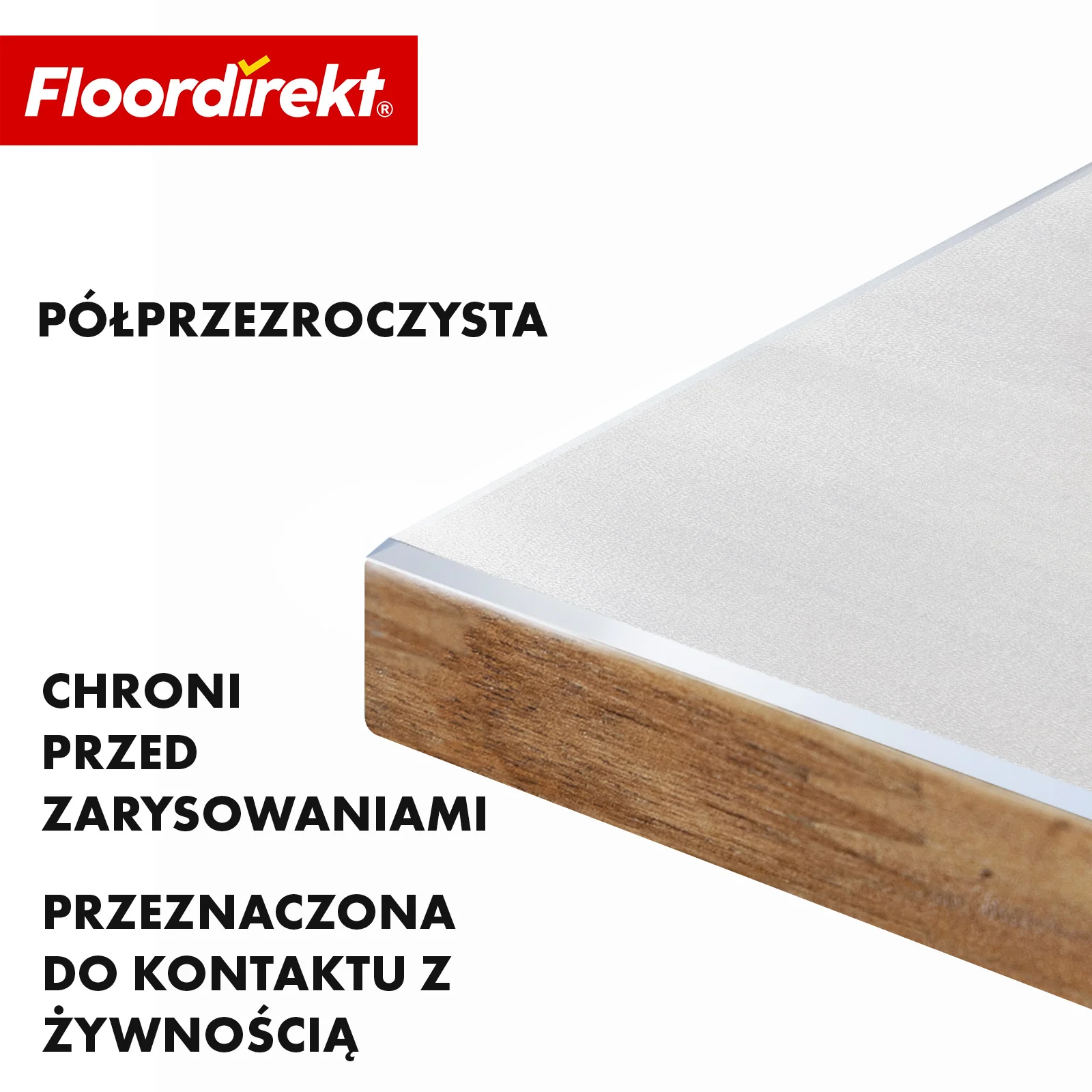 Folia na stół | Neo Milky | Półprzezroczysta folia ochronna na stół w kolorze mlecznobiałym z fazowaną krawędzią na wymiar - Image 3