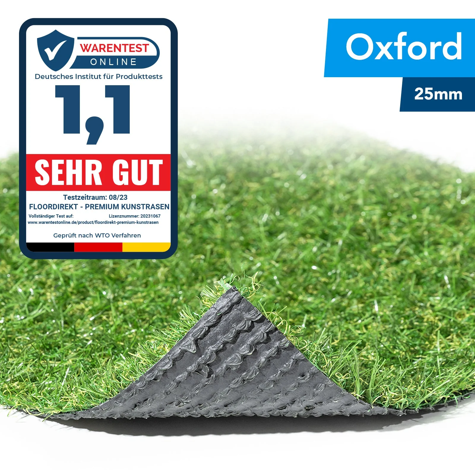 ✂ Sztuczna trawa Oxford | Wysokość: 25 mm | Waga: 1600 g/m²