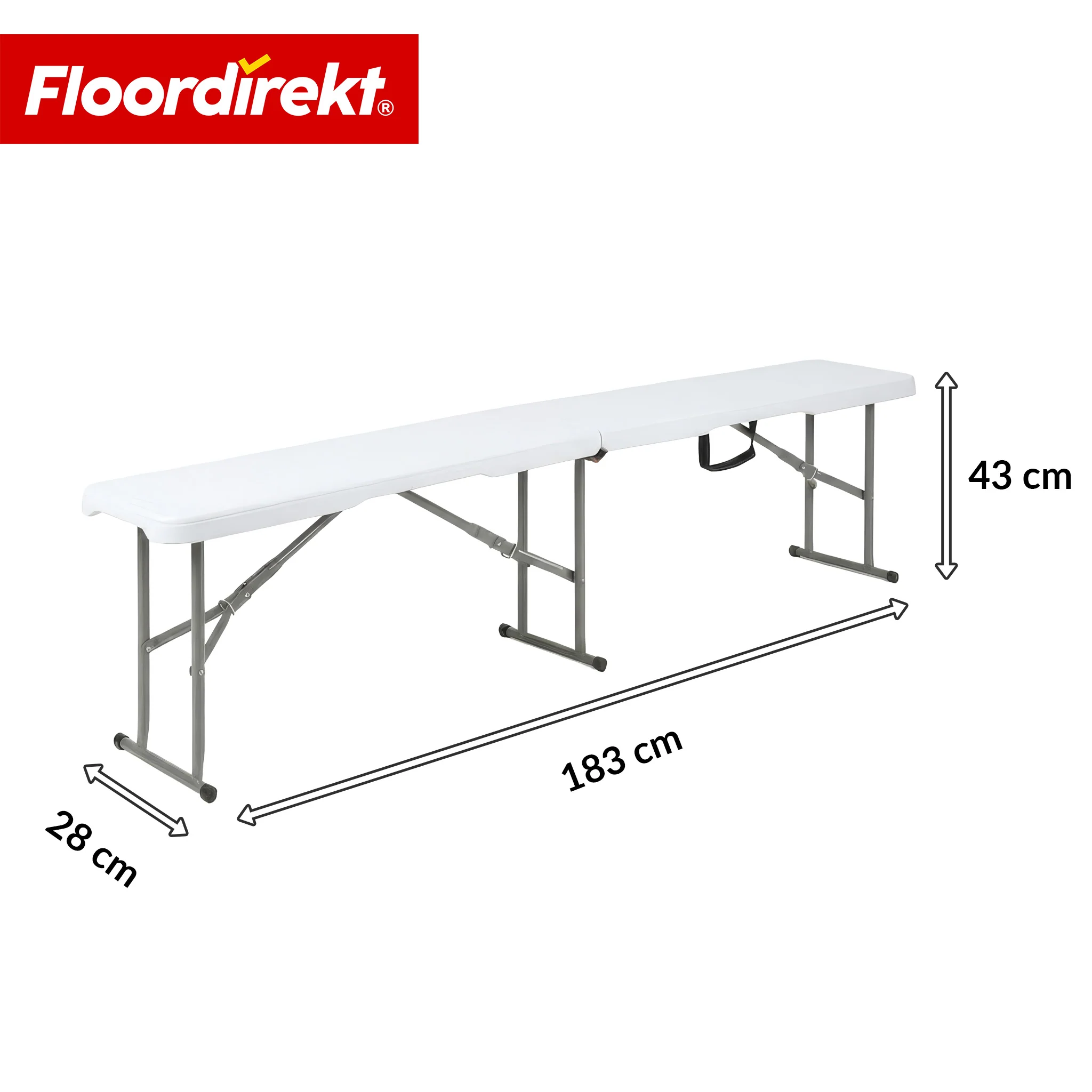 Ławka ogrodowa | Chiba | Składana ławka 183 cm w kolorze białym, odporna na warunki atmosferyczne i do 320 kg obciążenia - Image 2