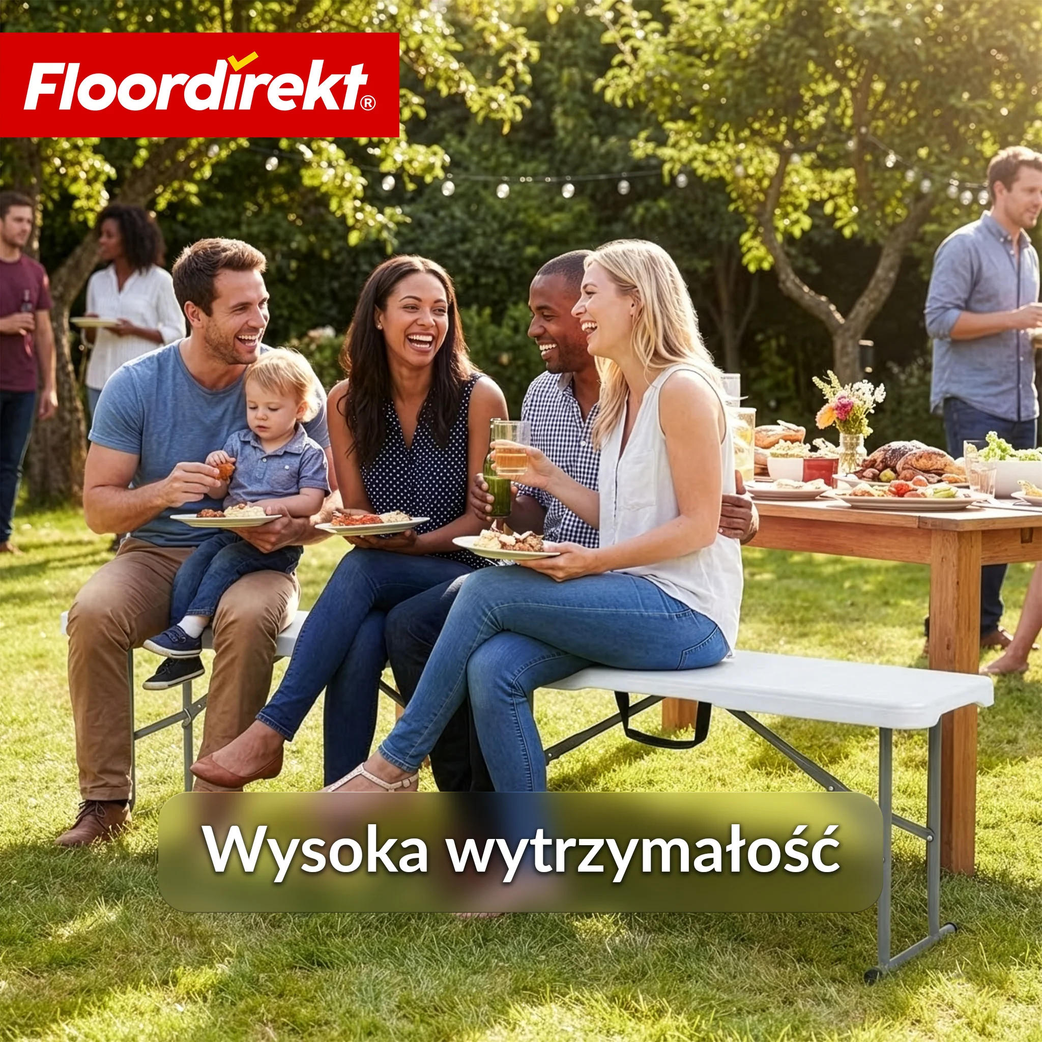 Ławka ogrodowa | Chiba | Składana ławka 183 cm w kolorze białym, odporna na warunki atmosferyczne i do 320 kg obciążenia - Image 3