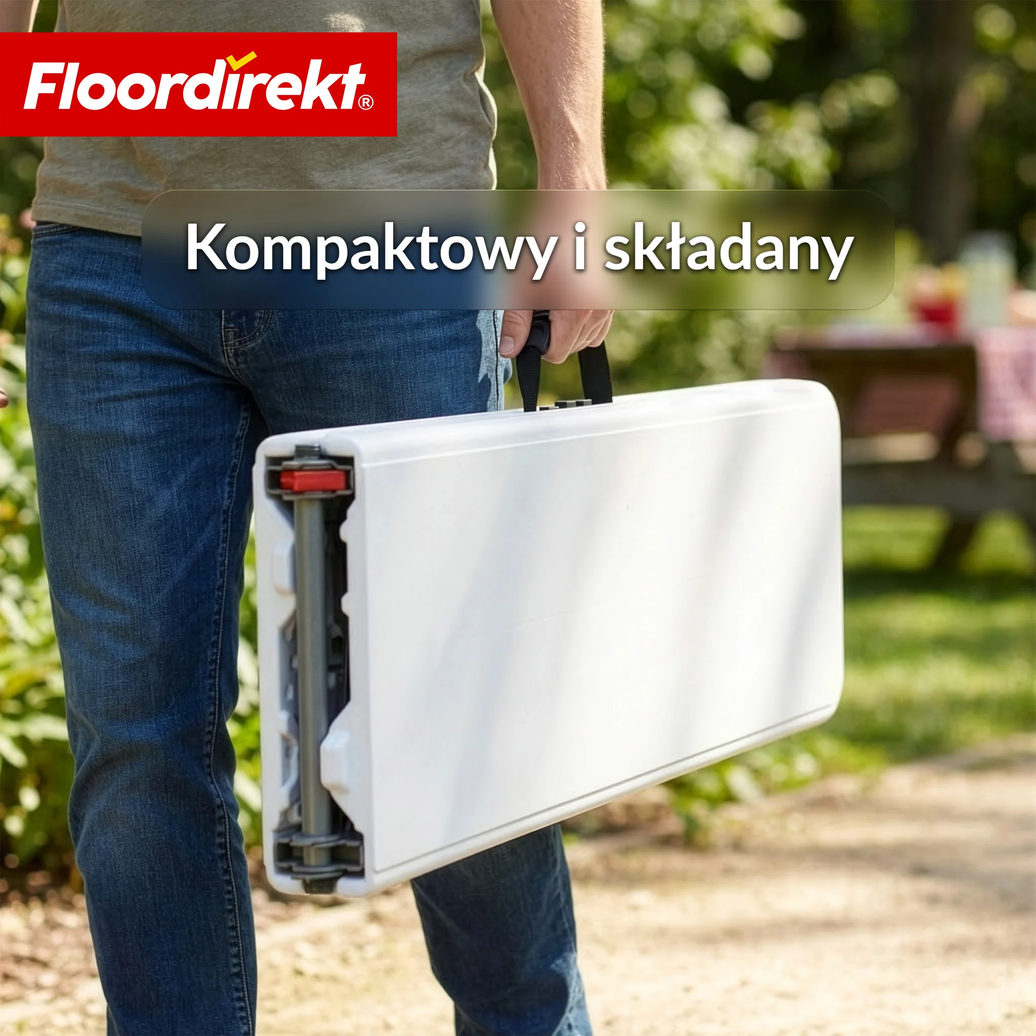 Ławka ogrodowa | Chiba | Składana ławka 183 cm w kolorze białym, odporna na warunki atmosferyczne i do 320 kg obciążenia - Image 4