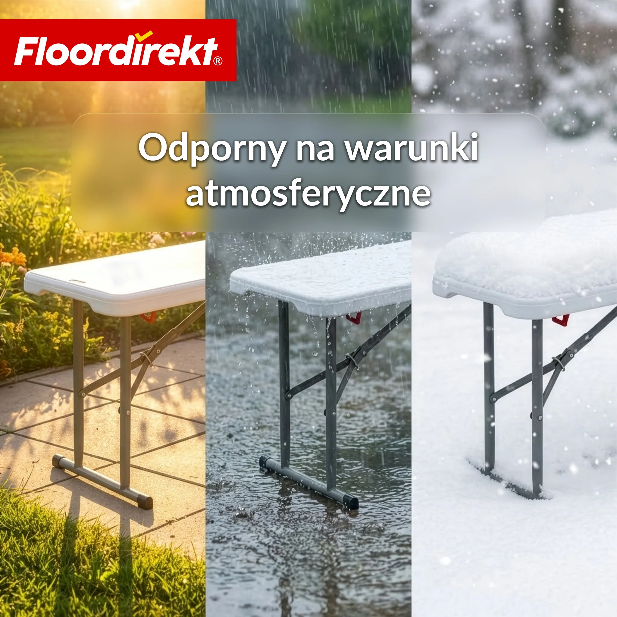 Ławka ogrodowa | Chiba | Składana ławka 183 cm w kolorze białym, odporna na warunki atmosferyczne i do 320 kg obciążenia - Image 5