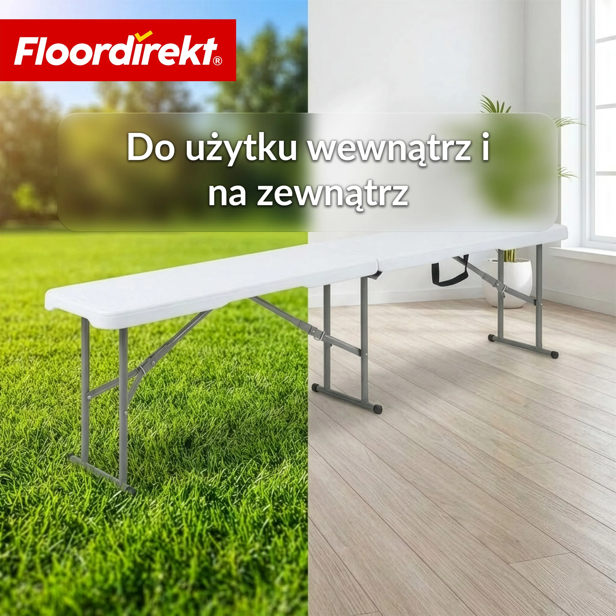 Ławka ogrodowa | Chiba | Składana ławka 183 cm w kolorze białym, odporna na warunki atmosferyczne i do 320 kg obciążenia - Image 8