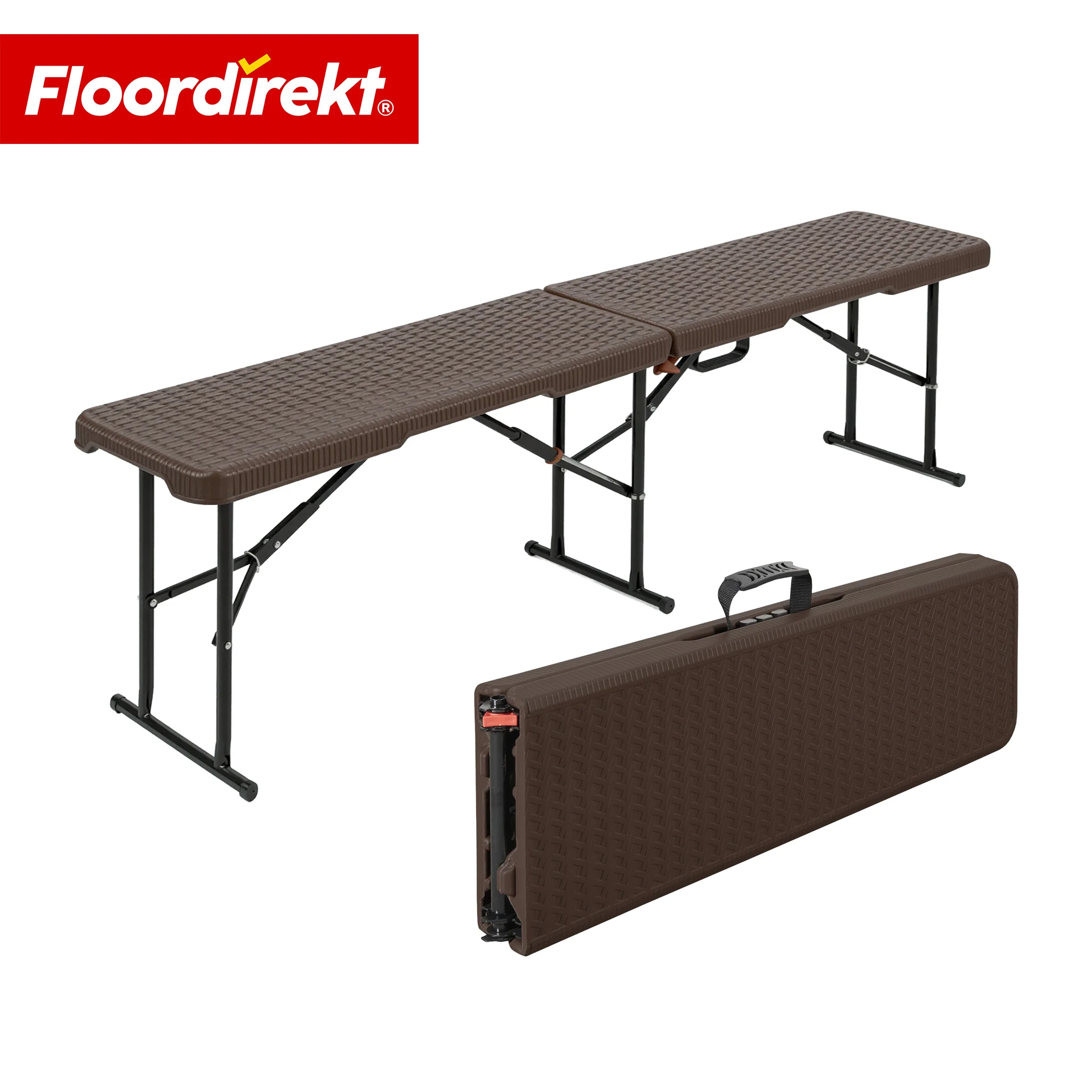 Ławka ogrodowa | Kagawa | Składana, odporna na warunki atmosferyczne ławka 183 cm w kolorze brązowym do ogrodu, na balkon & imprezy