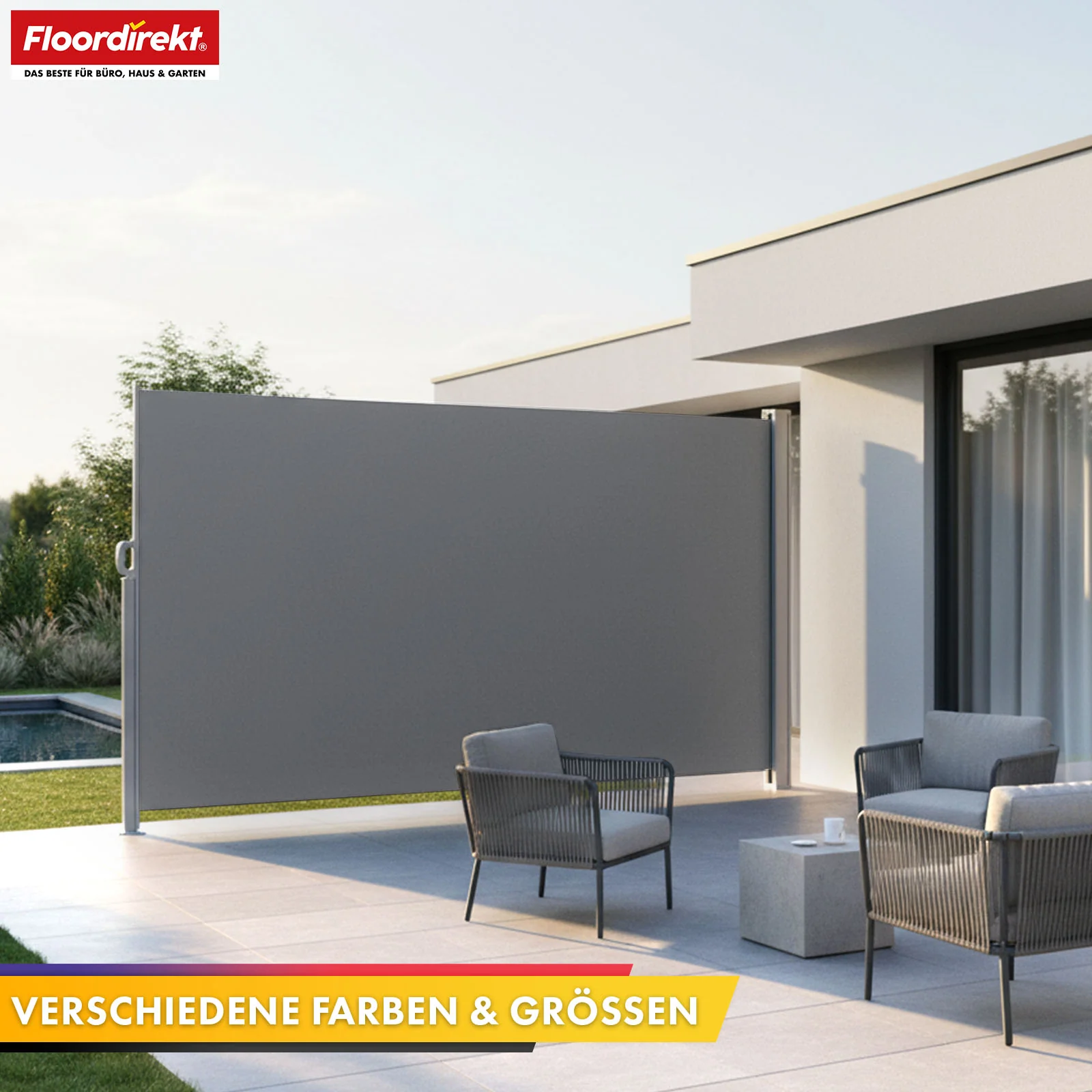Markiza boczna aluminiowa | Osłona przeciwsłoneczna i prywatności na taras, balkon i do ogrodu | Ochrona UV, nieprzezroczysta i wodoodporna | Różne kolory i rozmiary - Image 12