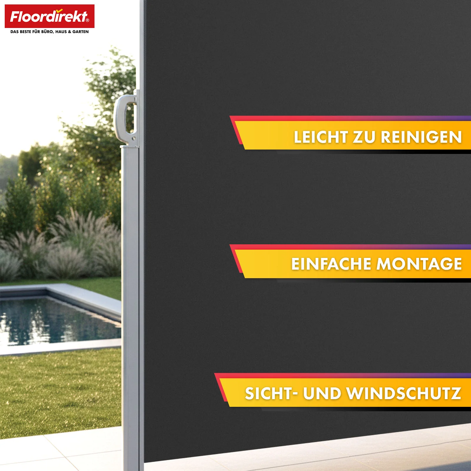 Markiza boczna aluminiowa | Osłona przeciwsłoneczna i prywatności na taras, balkon i do ogrodu | Ochrona UV, nieprzezroczysta i wodoodporna | Różne kolory i rozmiary - Image 5
