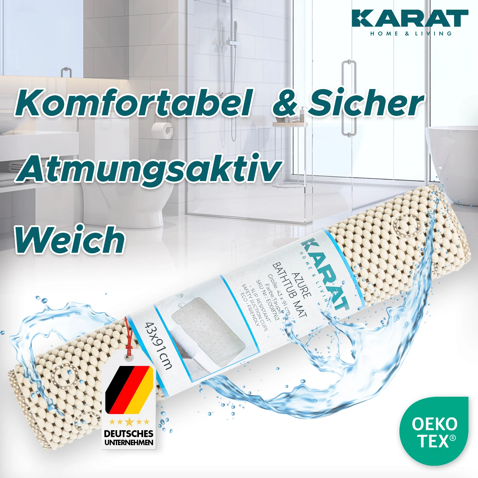 Mata do kąpieli | Azure | Antypoślizgowa mata z miękkiej pianki z przyssawkami | Dostępna w czterech kolorach - Image 12