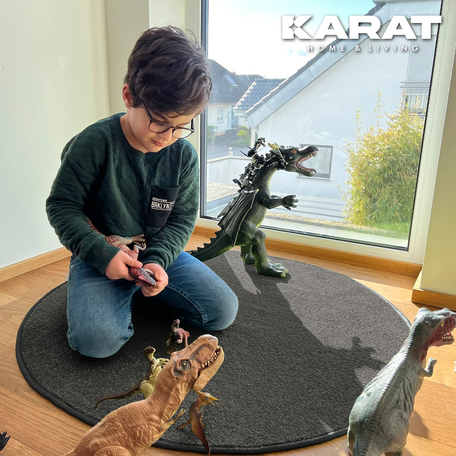 Dywanik do zabawy dla dzieci | Crocodile | Okrągły | Może być używany pojedynczo | Jednokolorowy