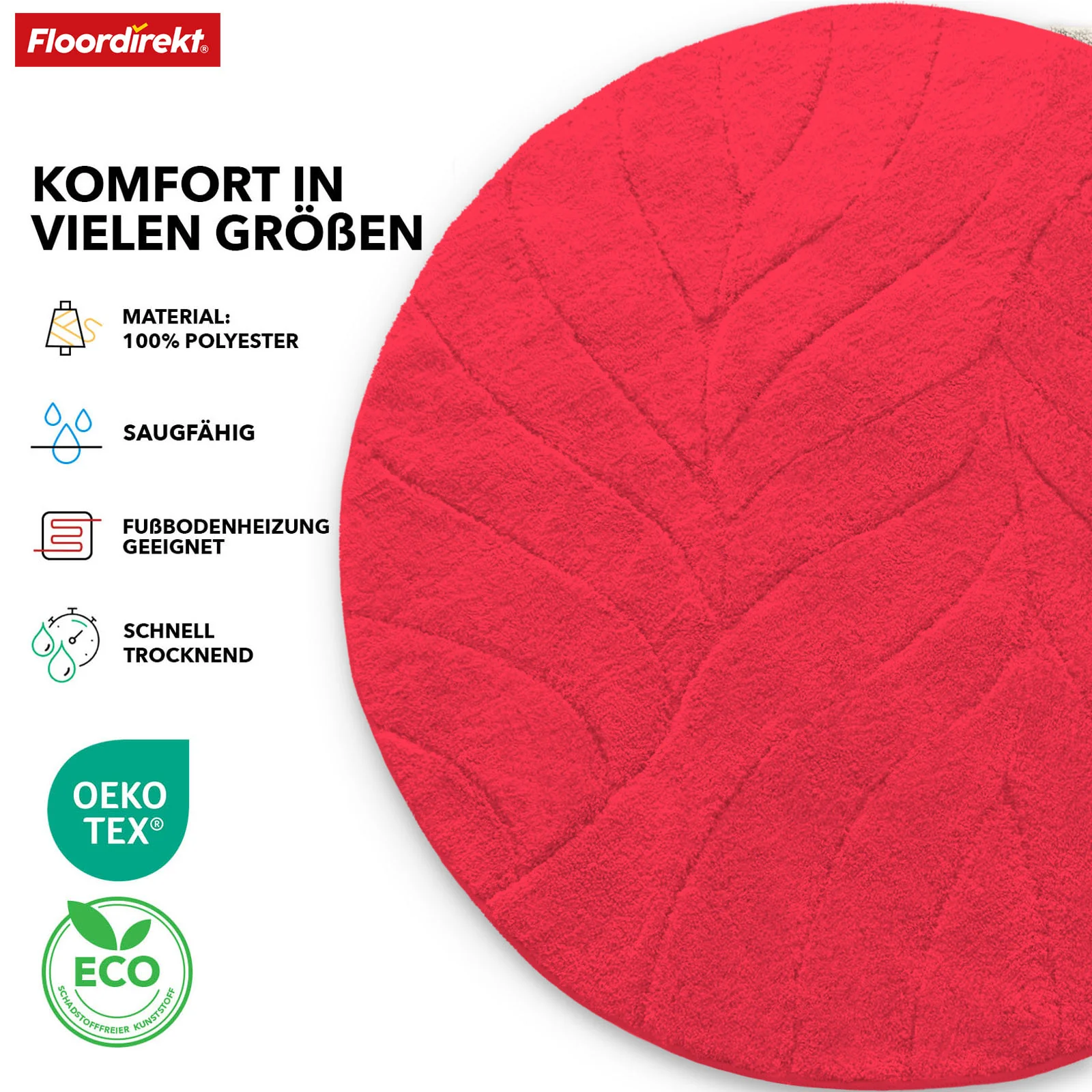 Mata łazienkowa | Maris | Okrągła mata łazienkowa | Miękka mikrofibra, antypoślizgowa i odpowiednia do ogrzewania podłogowego - Image 38