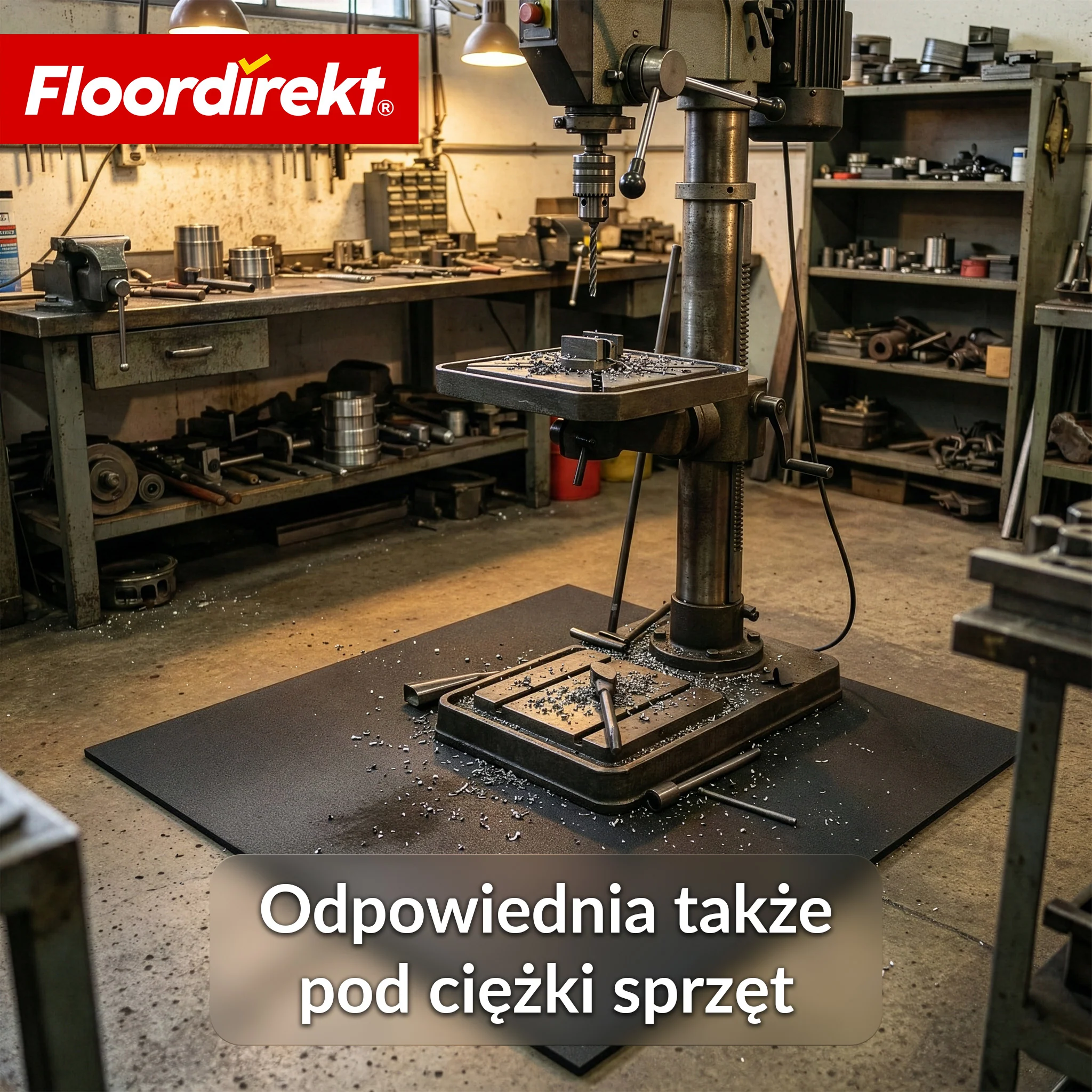 Mata ochronna na podłogę | 100 x 100 cm 10 mm | Mata gumowa pod sprzęt fitness i ciężkie urządzenia - Image 6
