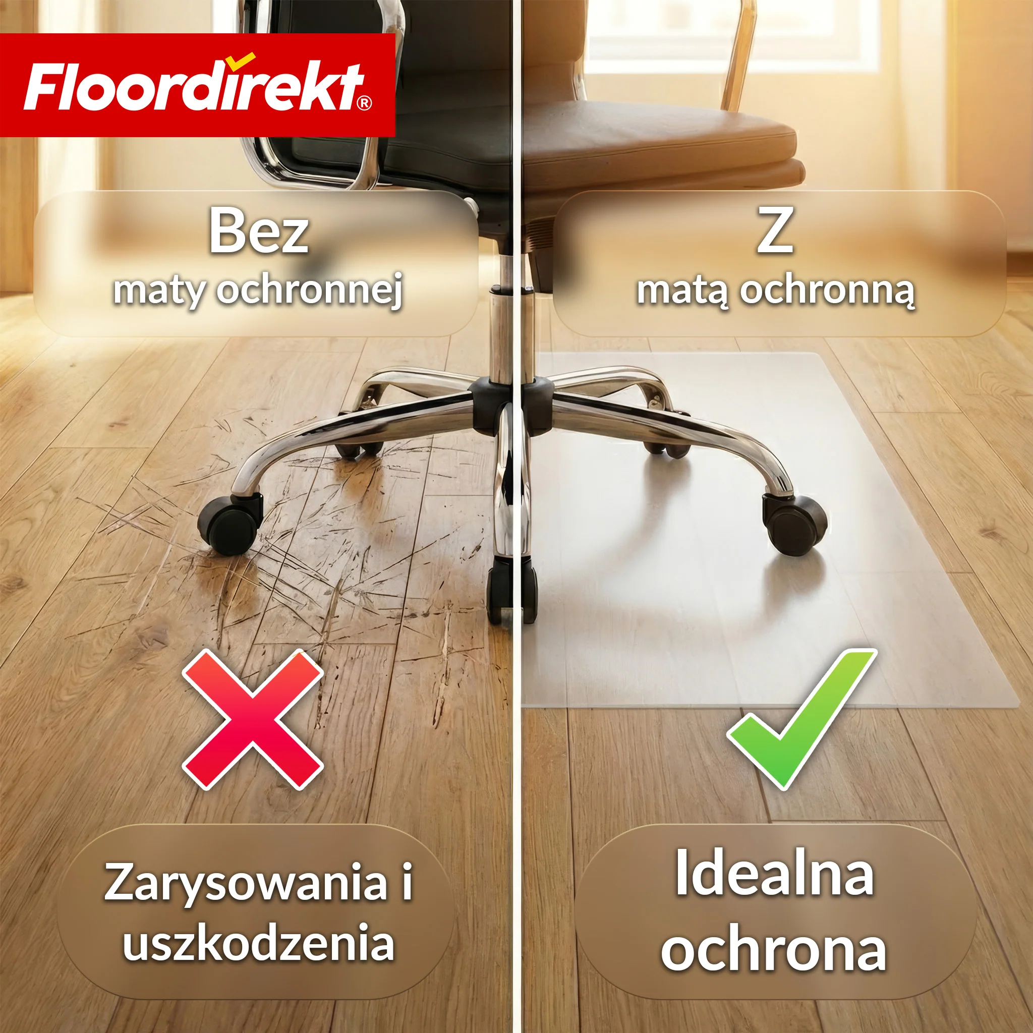 Mata ochronna na podłogę | Neo Milky | Półprzezroczysta mata pod krzesło biurowe w kolorze mlecznym na wymiar do twardych podłóg - Image 3