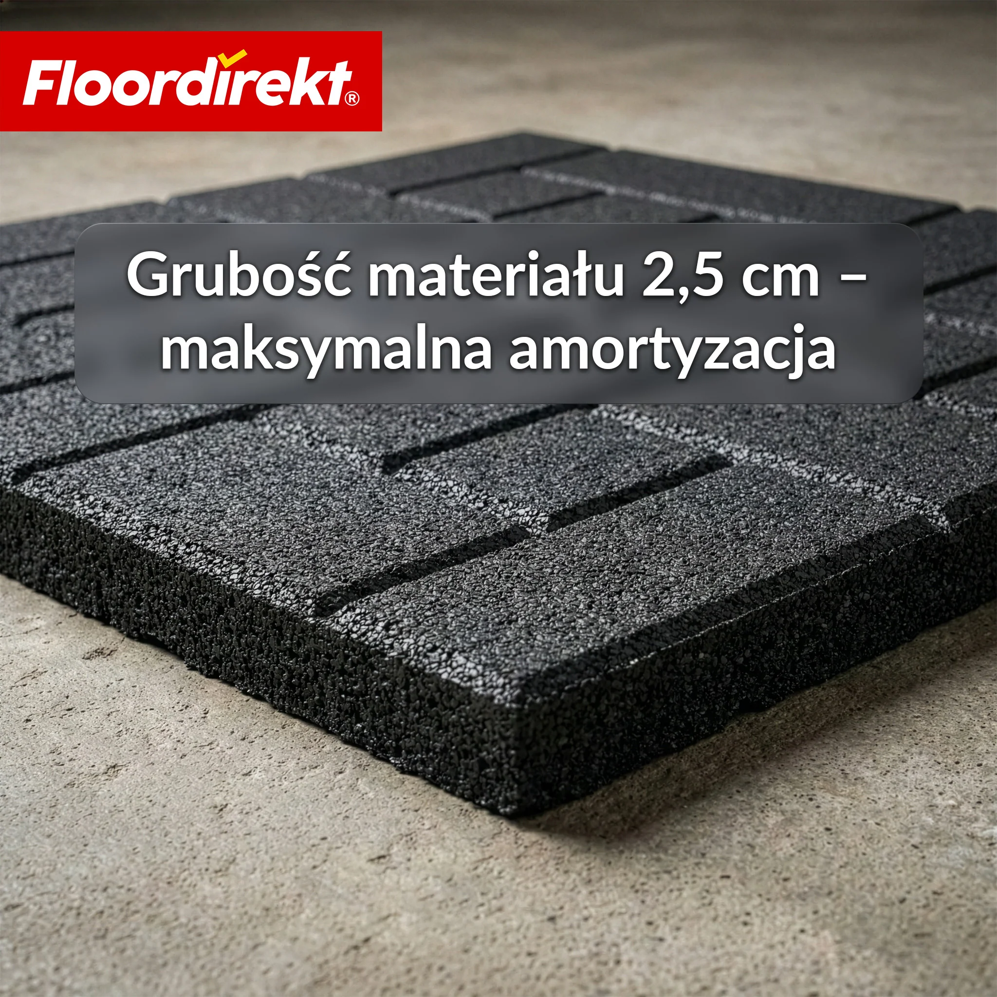 Mata amortyzująca | Paving Tile | 50x50 cm 25 mm | Płyta gumowa w optyce kostki brukowej | Taras, ogród i przestrzeń zewnętrzna - Image 4