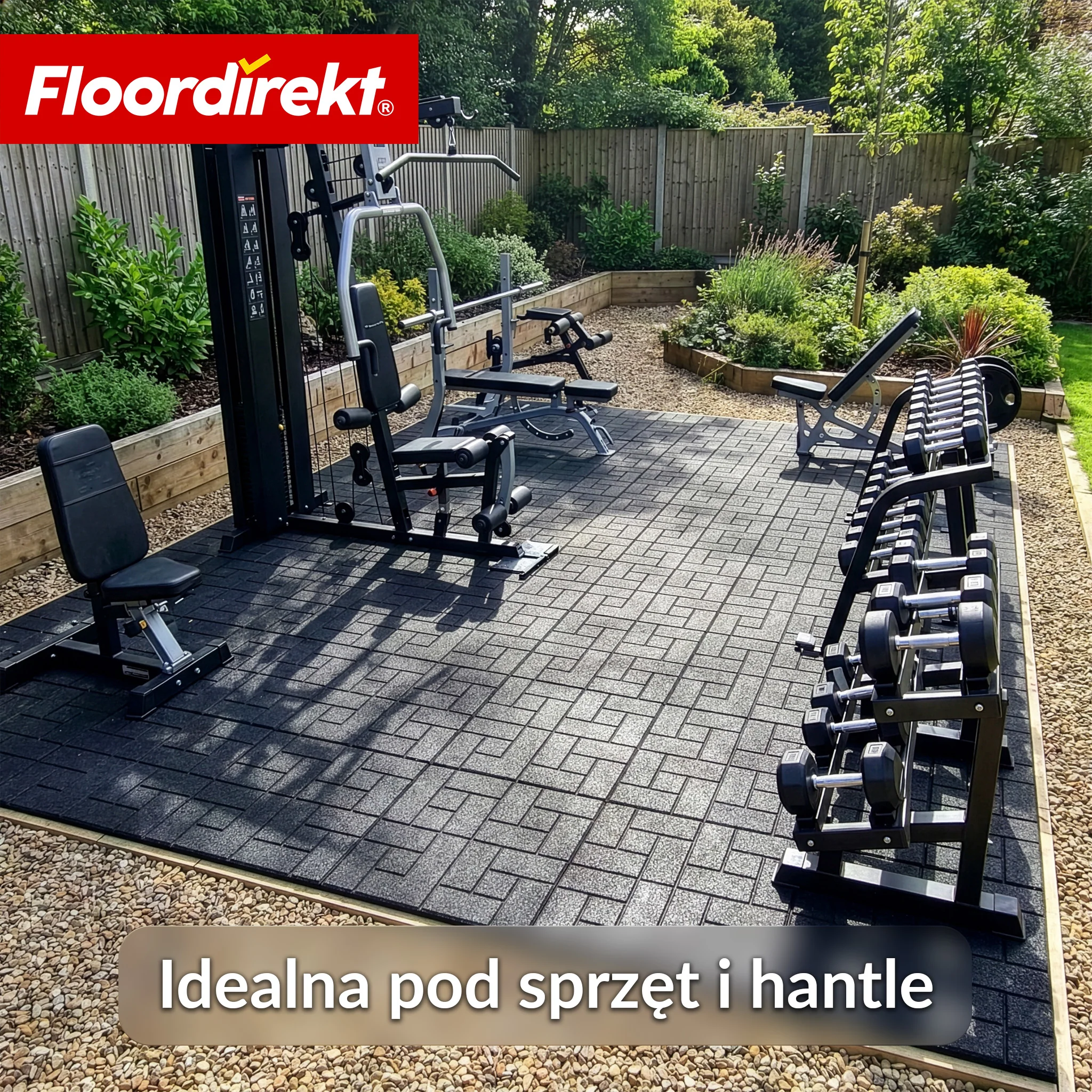 Mata amortyzująca | Paving Tile | 50x50 cm 25 mm | Płyta gumowa w optyce kostki brukowej | Taras, ogród i przestrzeń zewnętrzna - Image 8