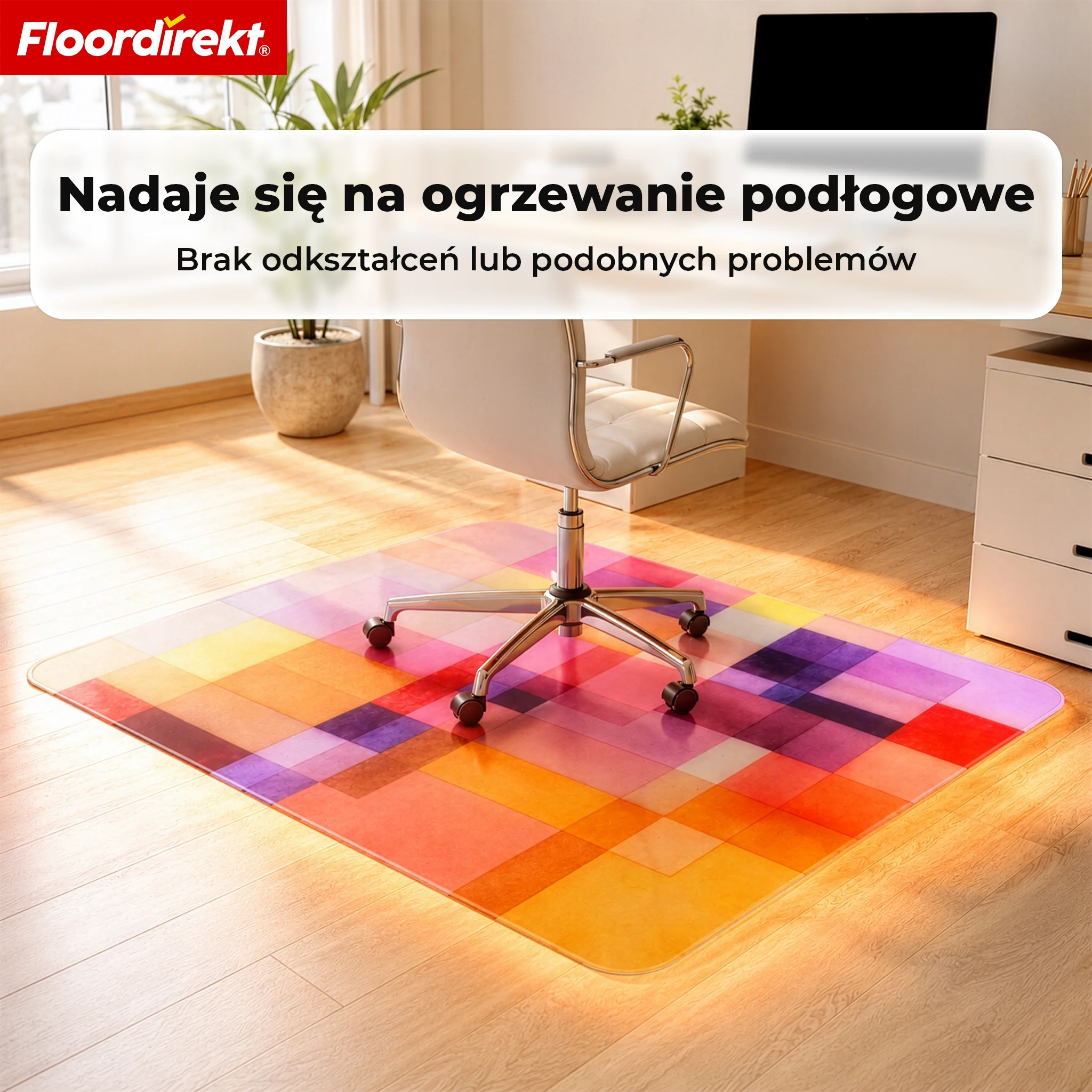 Designowa mata ochronna na podłogę | Wytrzymała podkładka pod krzesło biurowe ze specjalnego PVC do biura i home office | 80 x 118 cm - Image 10