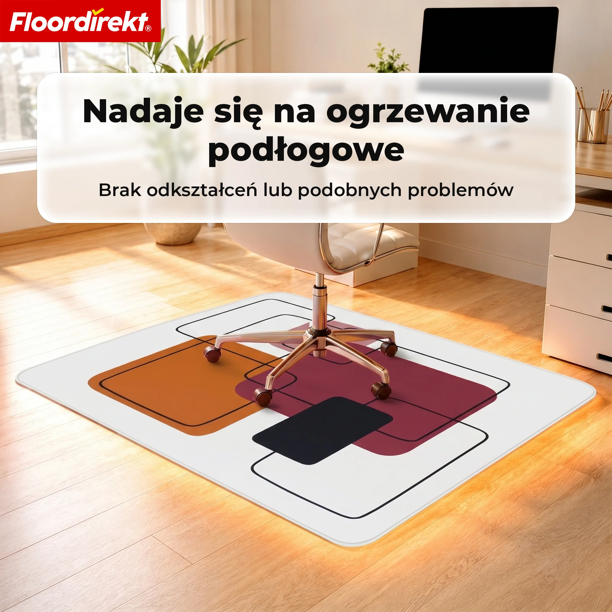 Designowa mata ochronna na podłogę | Wytrzymała podkładka pod krzesło biurowe ze specjalnego PVC do biura i home office | 80 x 118 cm - Image 20