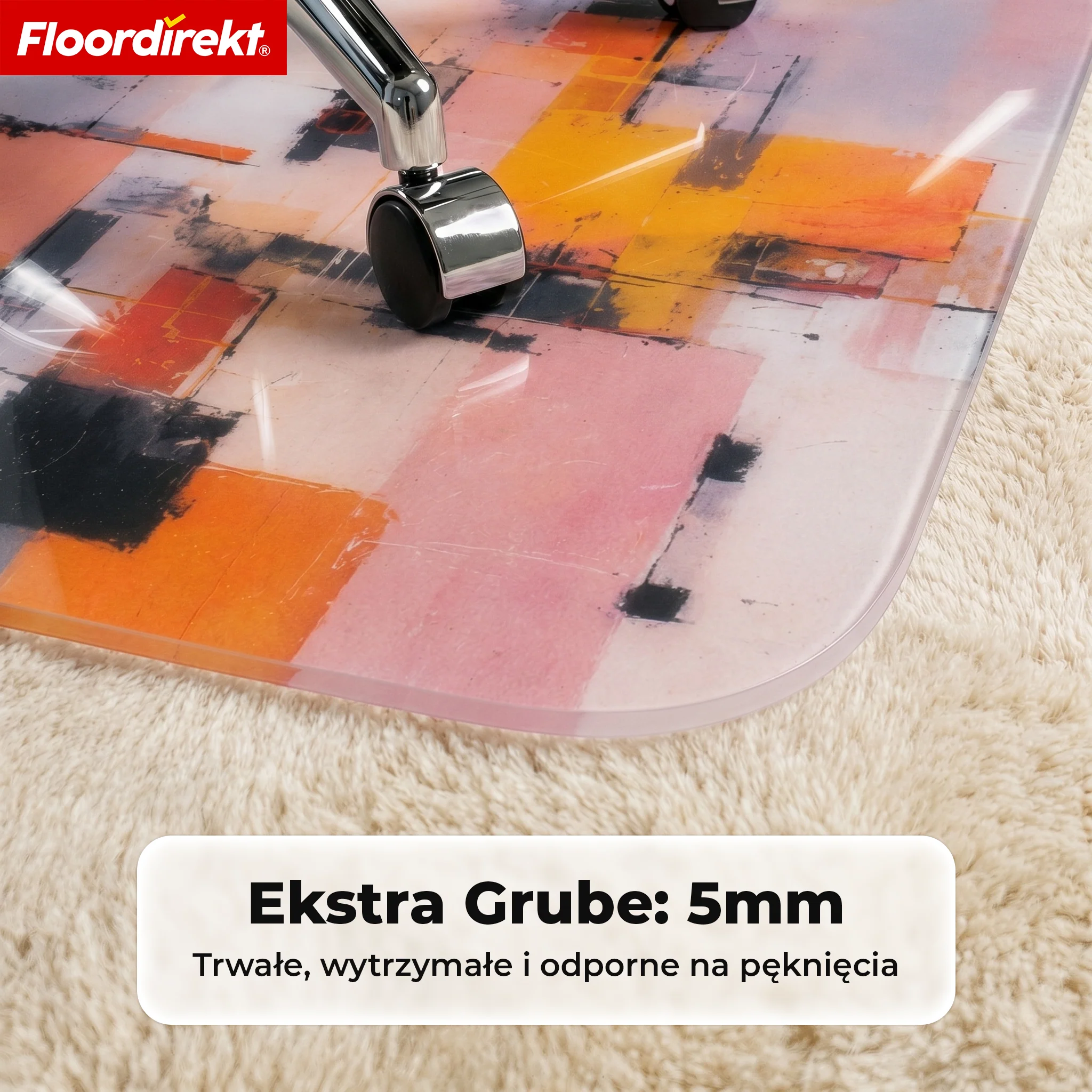 Designowa mata ochronna na podłogę | Wytrzymała podkładka pod krzesło biurowe ze specjalnego PVC do biura i home office | 80 x 118 cm - Image 27