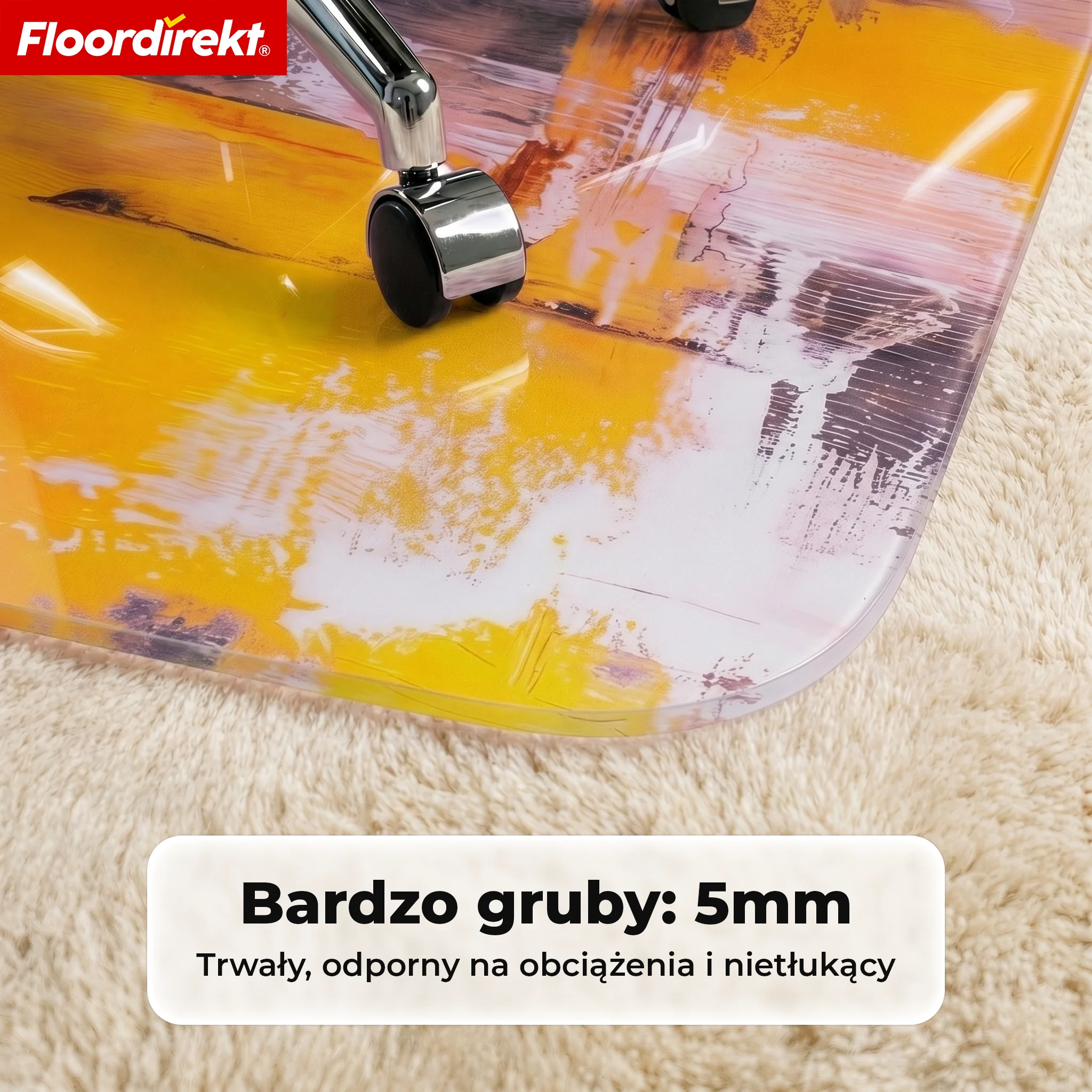 Designowa mata ochronna na podłogę | Wytrzymała podkładka pod krzesło biurowe ze specjalnego PVC do biura i home office | 80 x 118 cm - Image 37