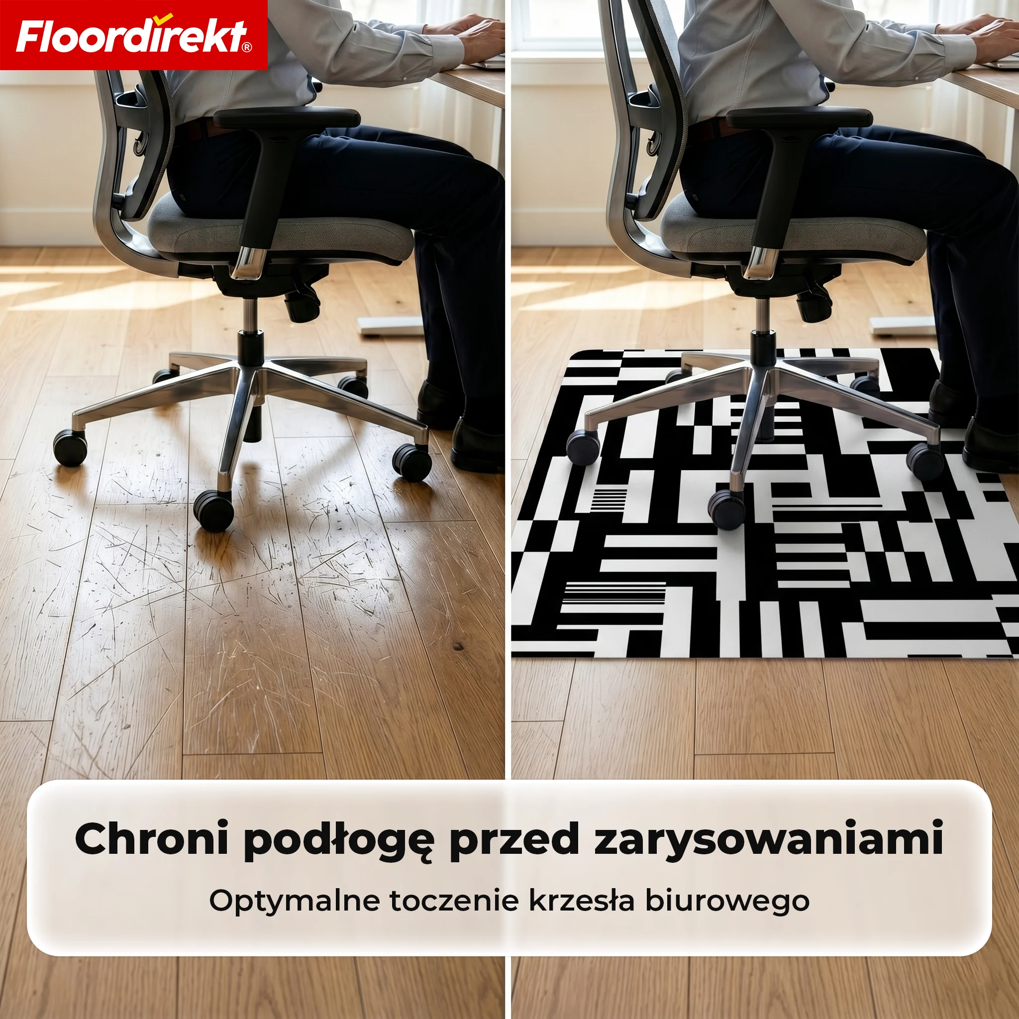 Designowa mata ochronna na podłogę | Wytrzymała podkładka pod krzesło biurowe ze specjalnego PVC do biura i home office | 80 x 118 cm - Image 45