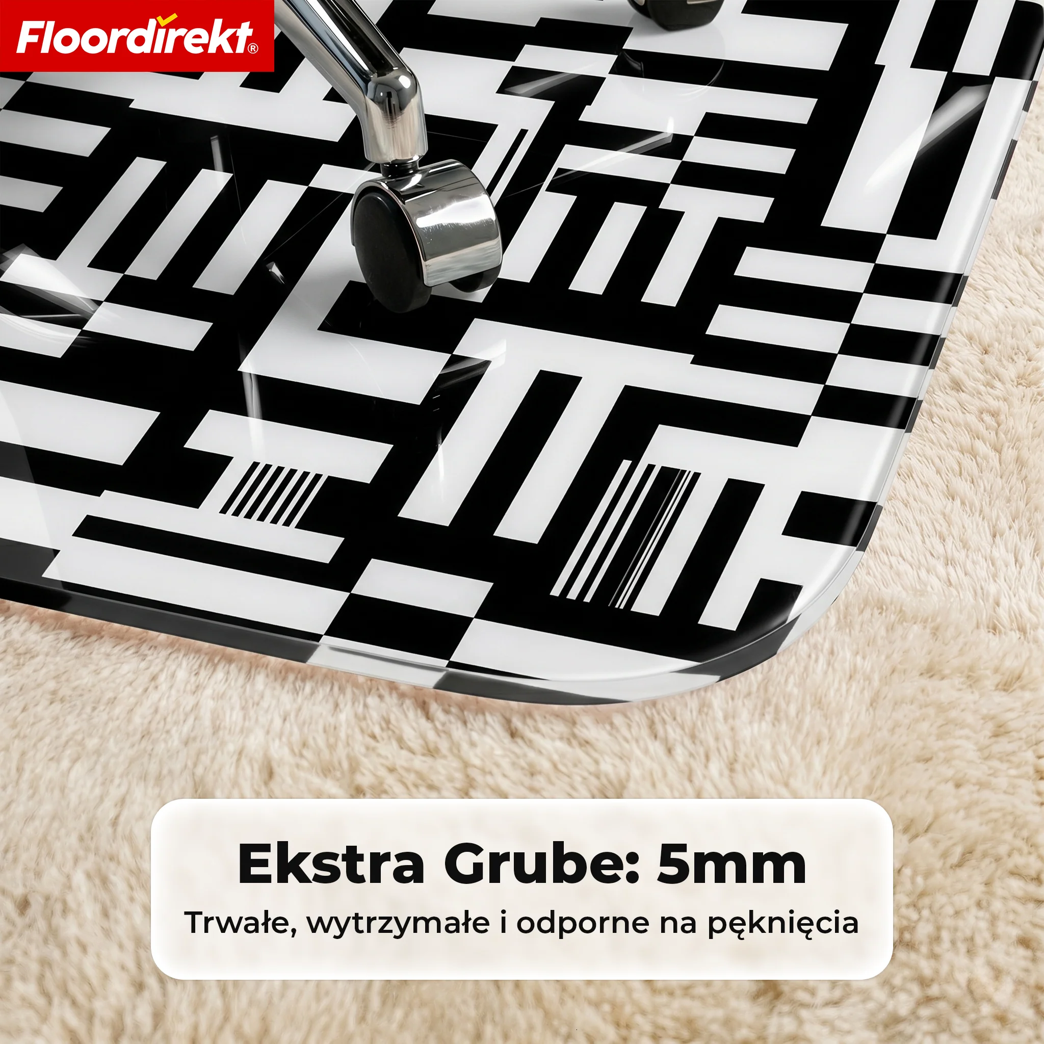 Designowa mata ochronna na podłogę | Wytrzymała podkładka pod krzesło biurowe ze specjalnego PVC do biura i home office | 80 x 118 cm - Image 47