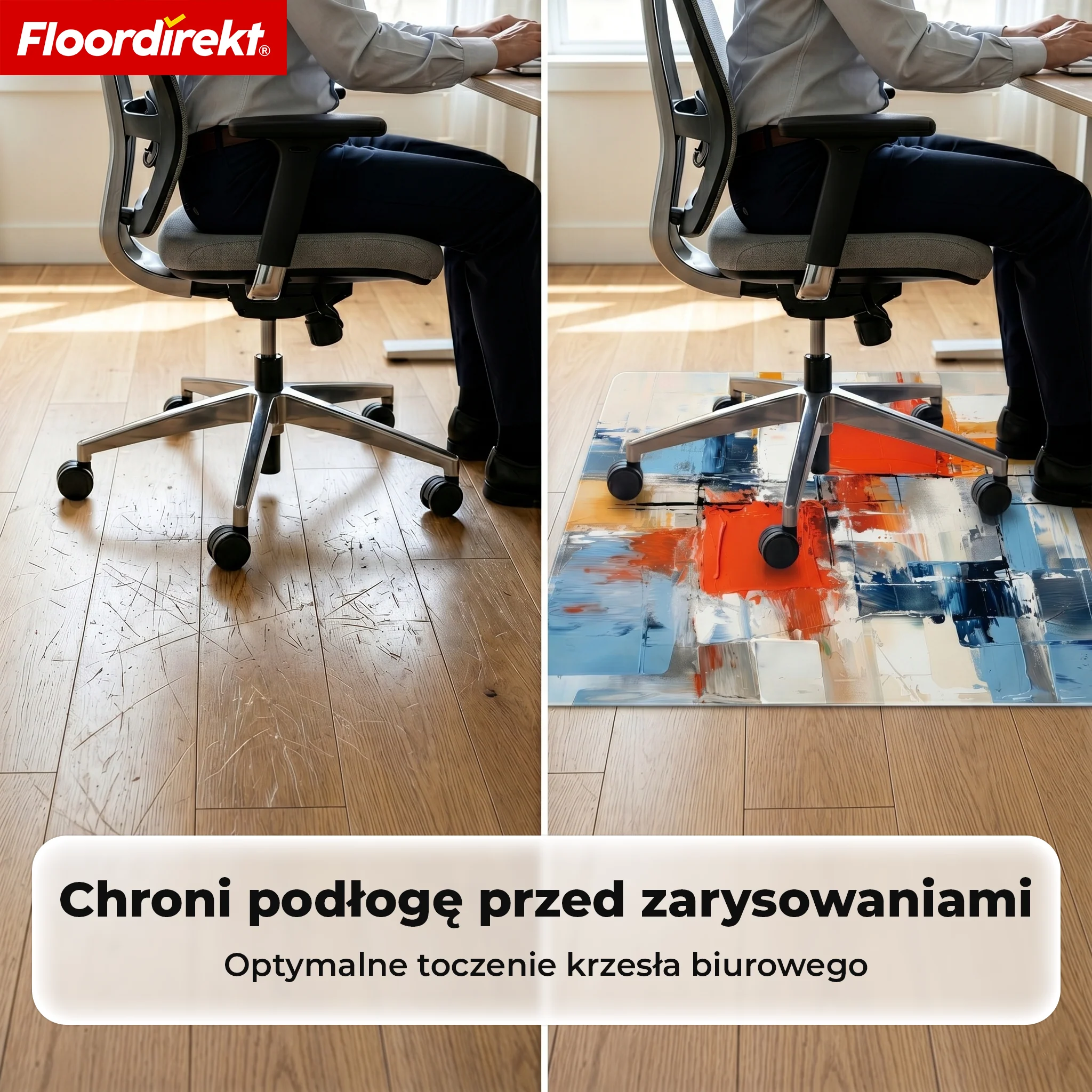 Designowa mata ochronna na podłogę | Wytrzymała podkładka pod krzesło biurowe ze specjalnego PVC do biura i home office | 80 x 118 cm - Image 55