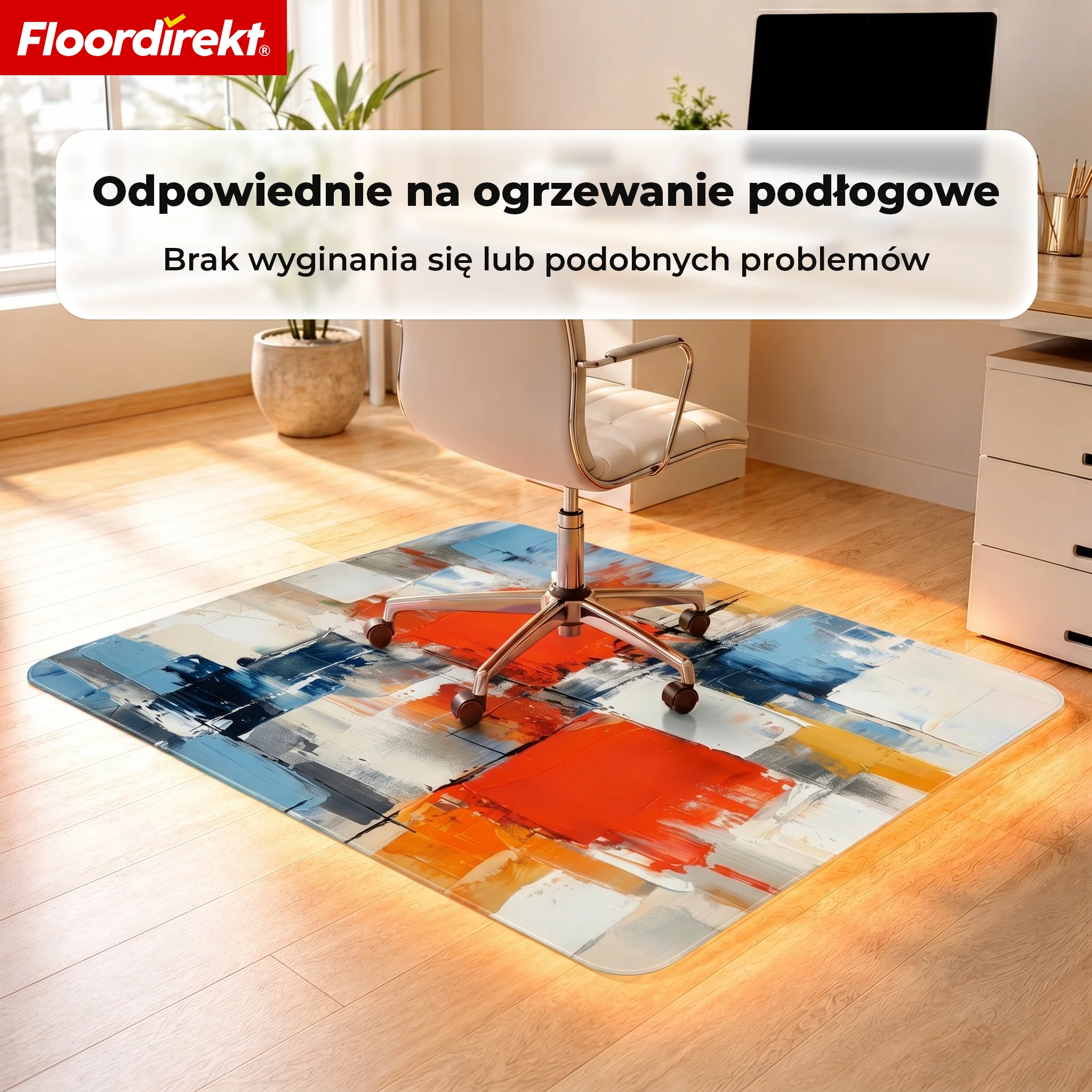Designowa mata ochronna na podłogę | Wytrzymała podkładka pod krzesło biurowe ze specjalnego PVC do biura i home office | 80 x 118 cm - Image 60