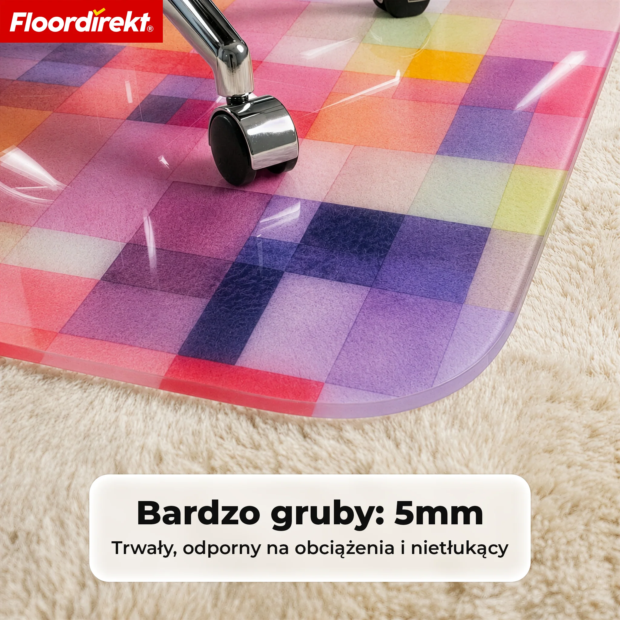 Designowa mata ochronna na podłogę | Wytrzymała podkładka pod krzesło biurowe ze specjalnego PVC do biura i home office | 80 x 118 cm - Image 7