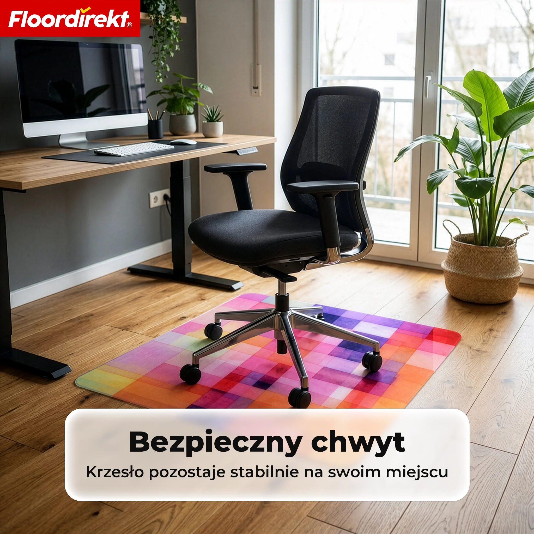 Designowa mata ochronna na podłogę | Wytrzymała podkładka pod krzesło biurowe ze specjalnego PVC do biura i home office | 80 x 118 cm - Image 8