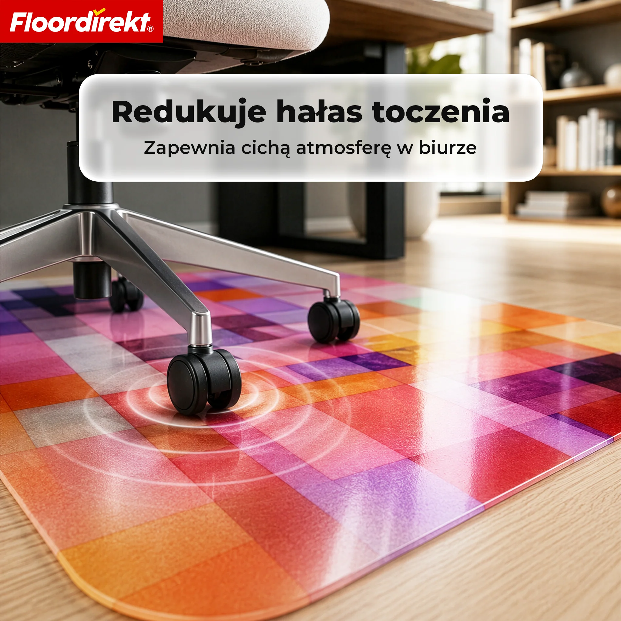 Designowa mata ochronna na podłogę | Wytrzymała podkładka pod krzesło biurowe ze specjalnego PVC do biura i home office | 80 x 118 cm - Image 9
