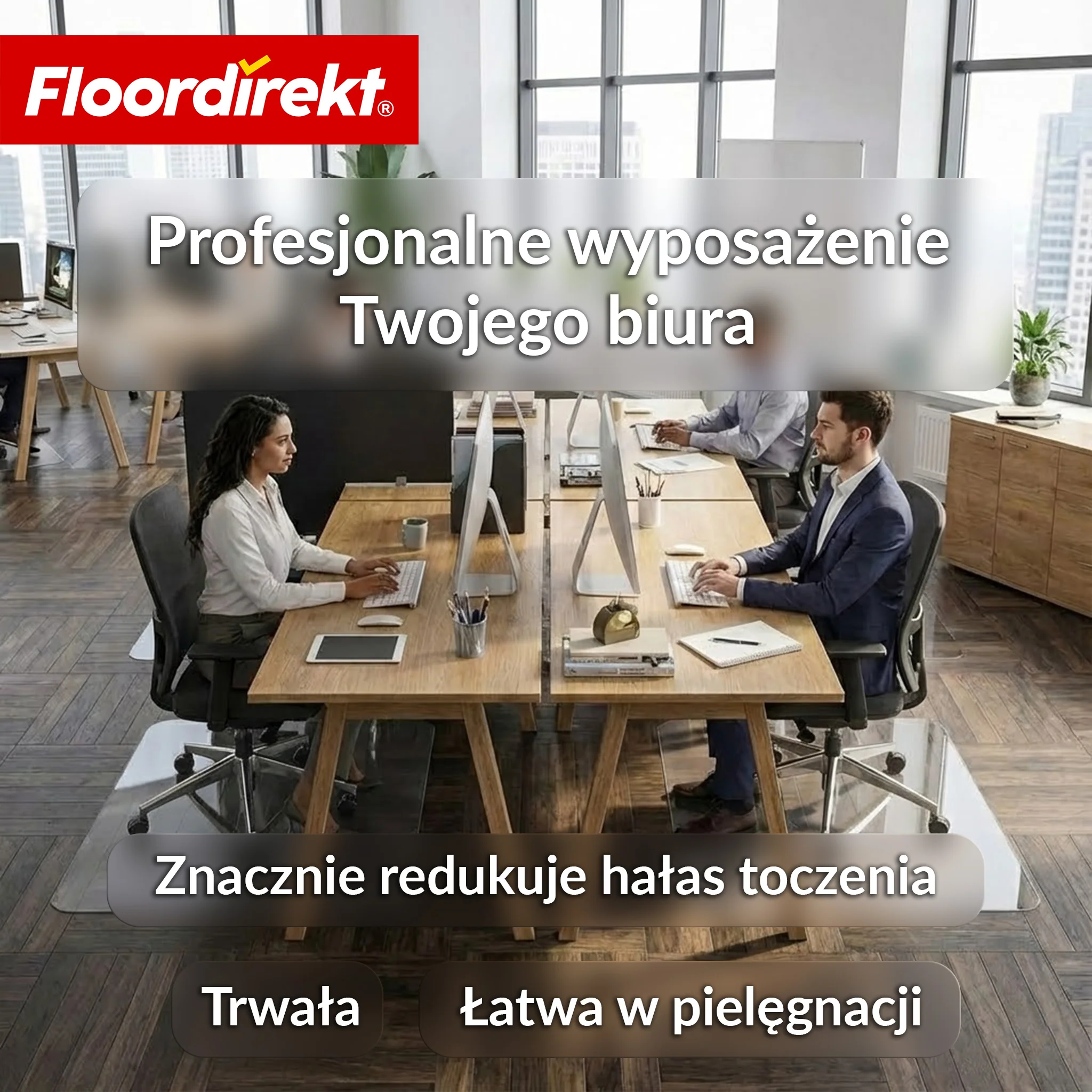 Mata ochronna na podłogę | Secura | Przezroczysta 80 × 118 cm | 5 mm nietłukąca mata PVC pod krzesło biurowe do parkietu, paneli & dywanu - Image 7