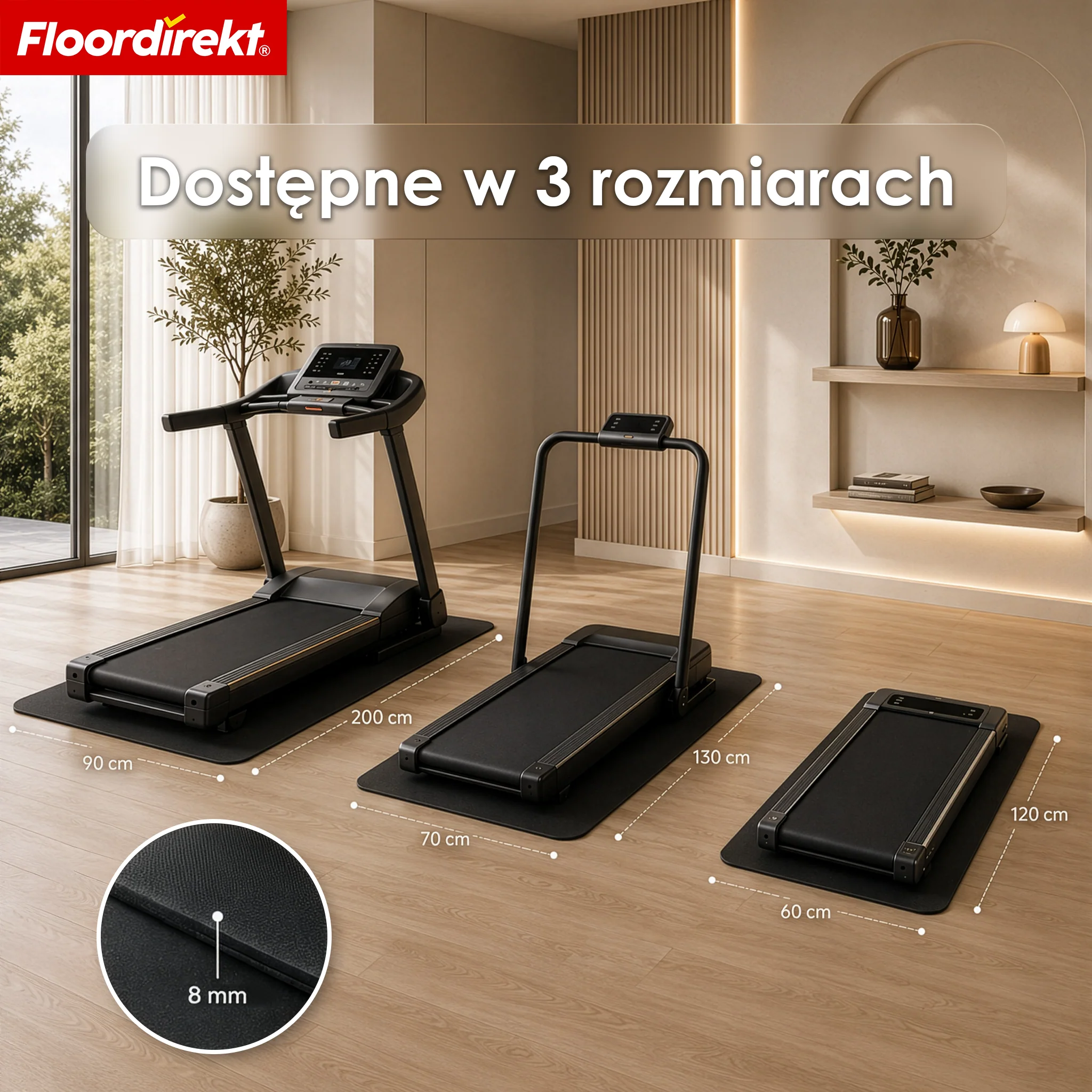 Mata ochronna podłogowa | Sparta | Antypoślizgowa mata pod sprzęt fitness do bieżni i orbitreka - Image 3
