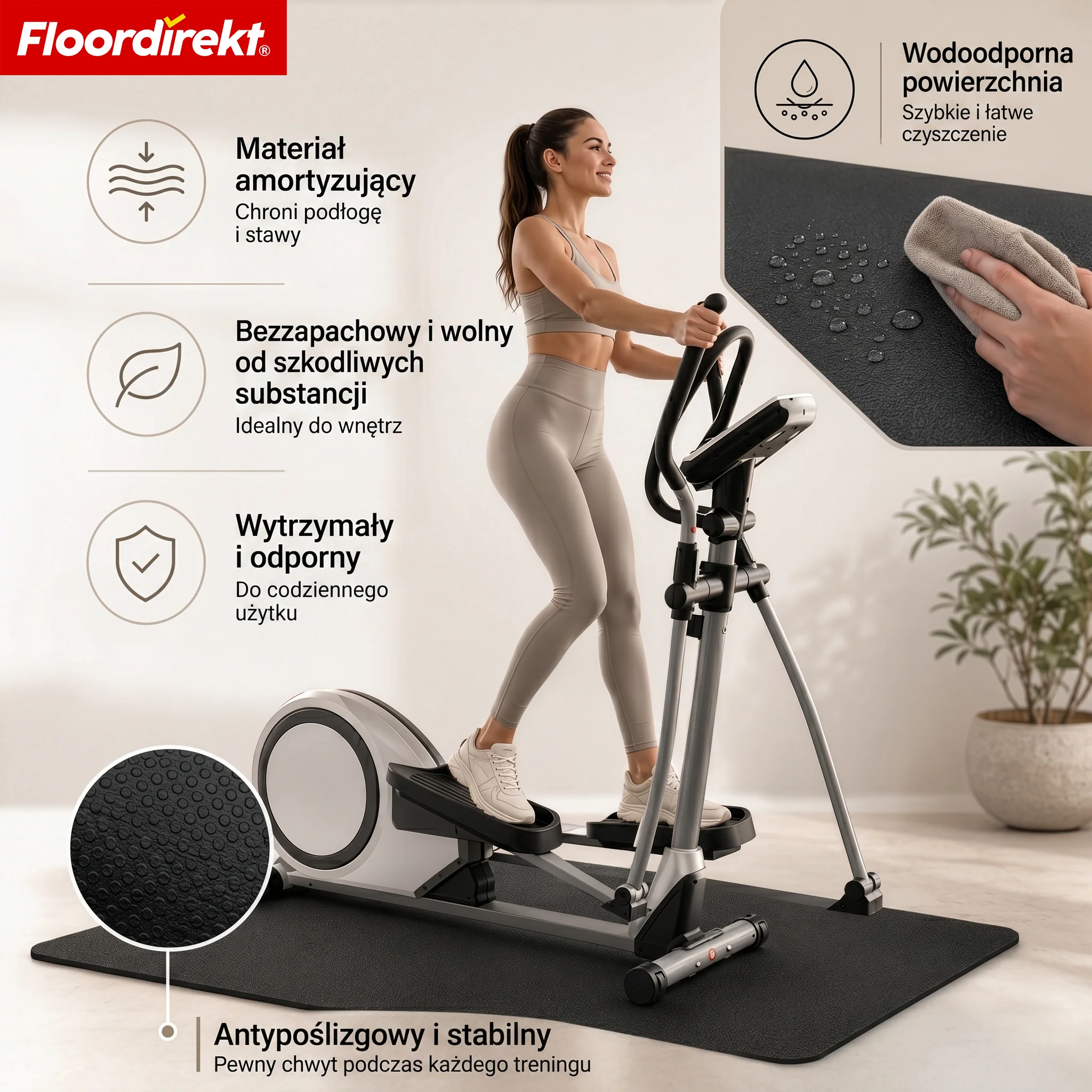Mata ochronna podłogowa | Sparta | Antypoślizgowa mata pod sprzęt fitness do bieżni i orbitreka - Image 5