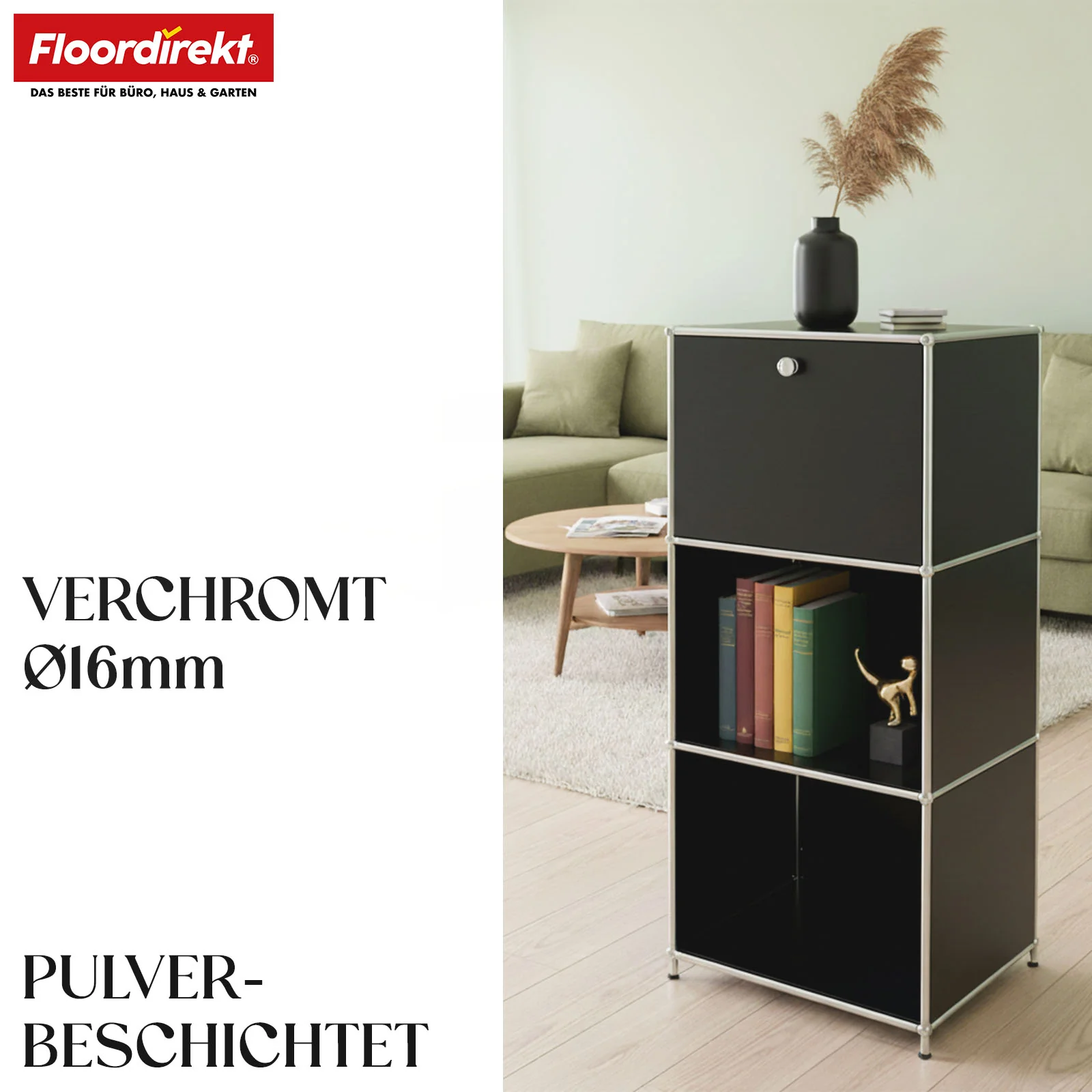 Regał metalowy | Concept Epure MK-107 | 4-poziomowy regał do przechowywania z zamykaną przegrodą i półkami | W różnych kolorach - Image 11