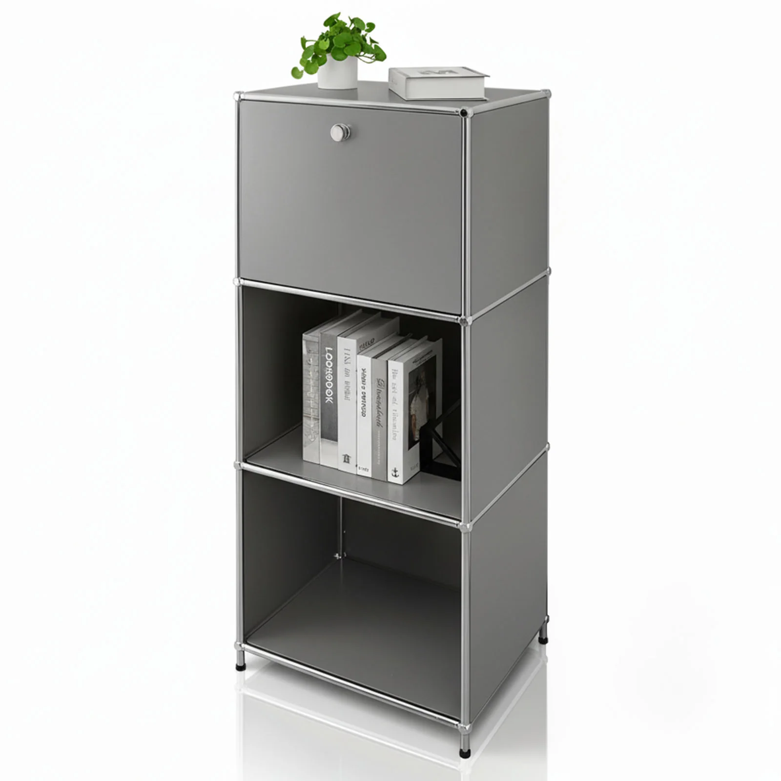 Regał metalowy | Concept Epure MK-107 | 4-poziomowy regał do przechowywania z zamykaną przegrodą i półkami | W różnych kolorach - Image 17