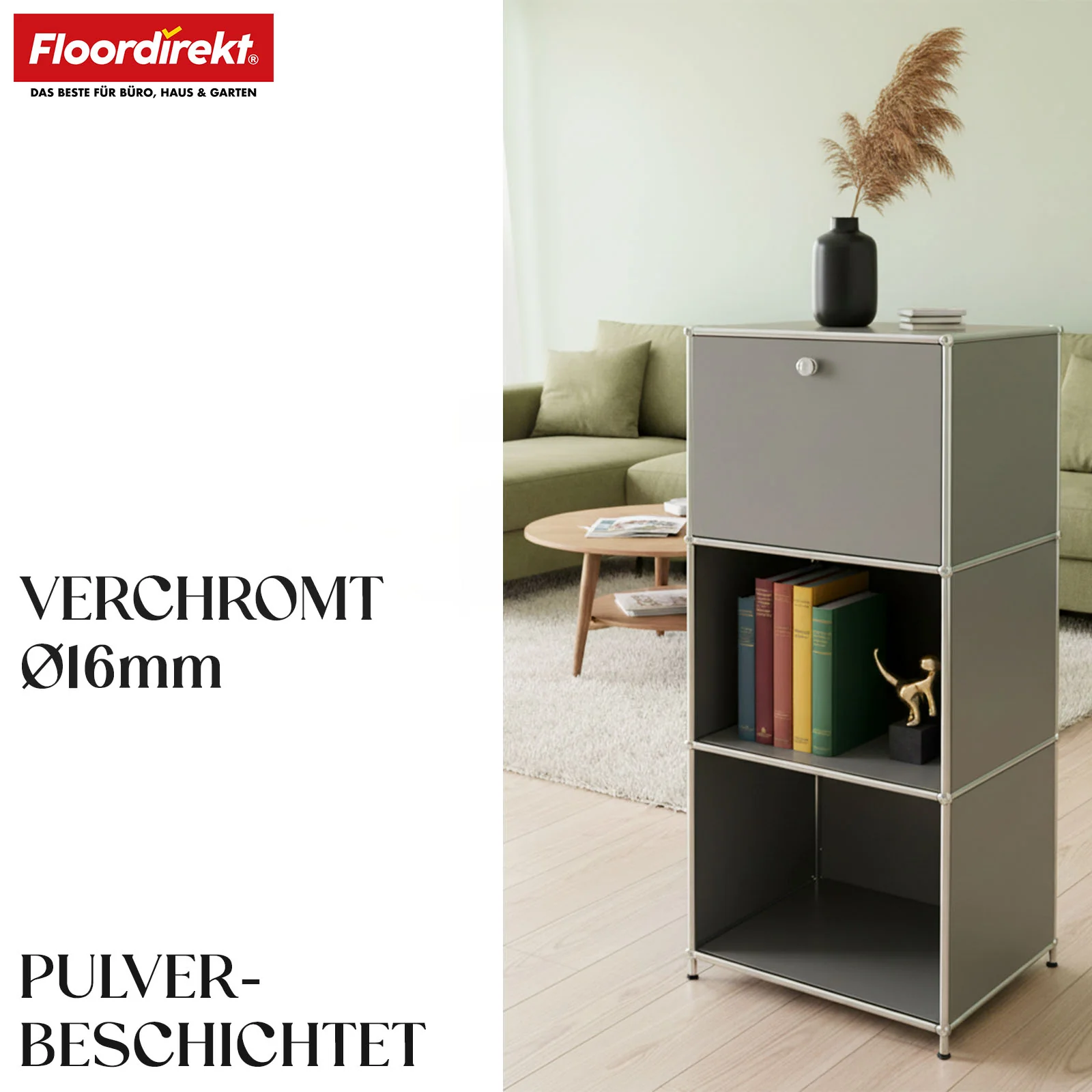 Regał metalowy | Concept Epure MK-107 | 4-poziomowy regał do przechowywania z zamykaną przegrodą i półkami | W różnych kolorach - Image 19