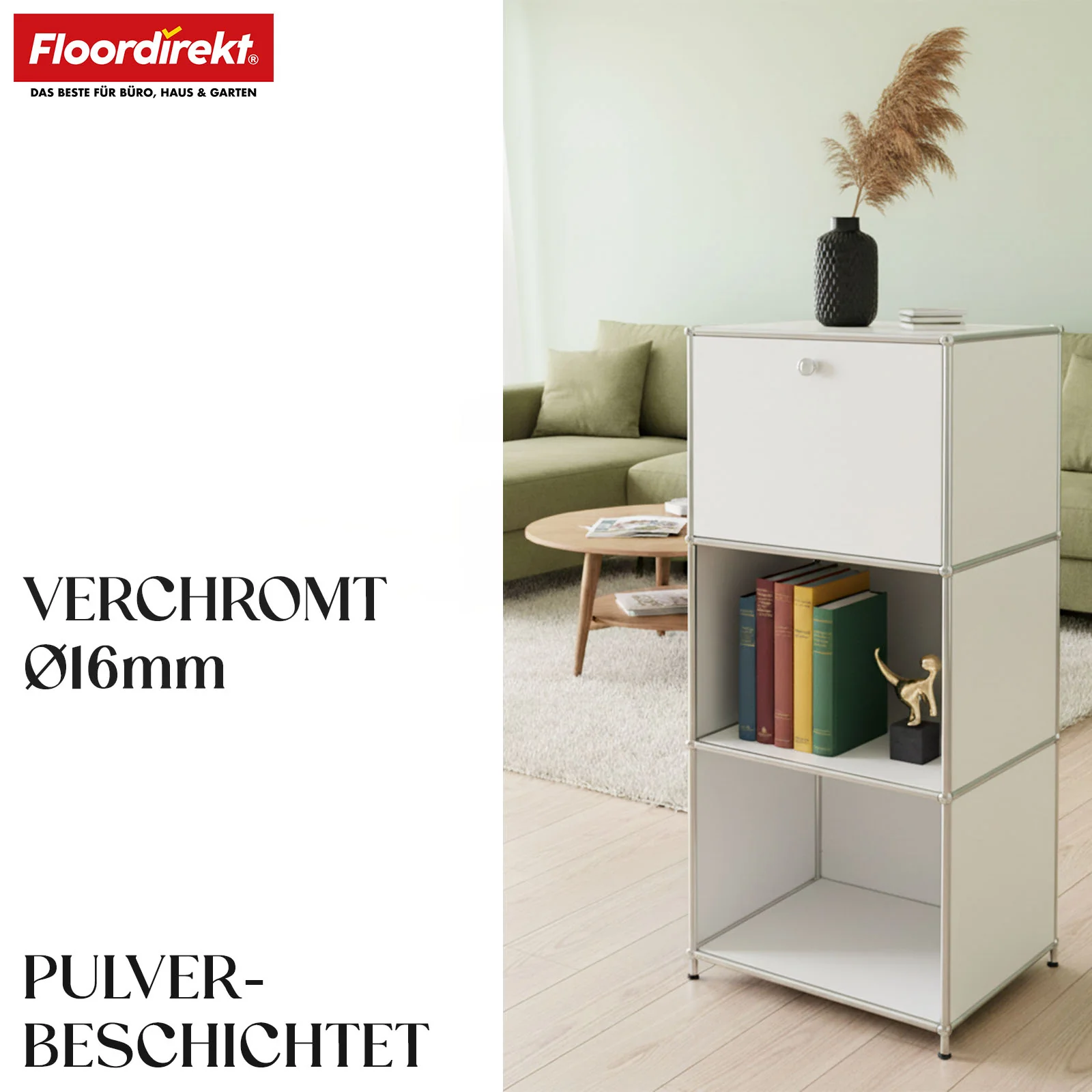 Regał metalowy | Concept Epure MK-107 | 4-poziomowy regał do przechowywania z zamykaną przegrodą i półkami | W różnych kolorach - Image 3