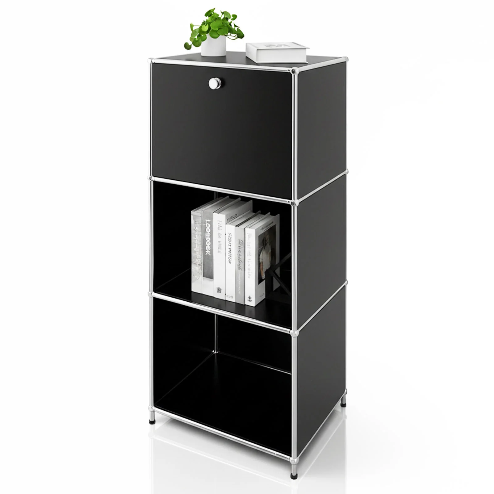 Regał metalowy | Concept Epure MK-107 | 4-poziomowy regał do przechowywania z zamykaną przegrodą i półkami | W różnych kolorach - Image 9