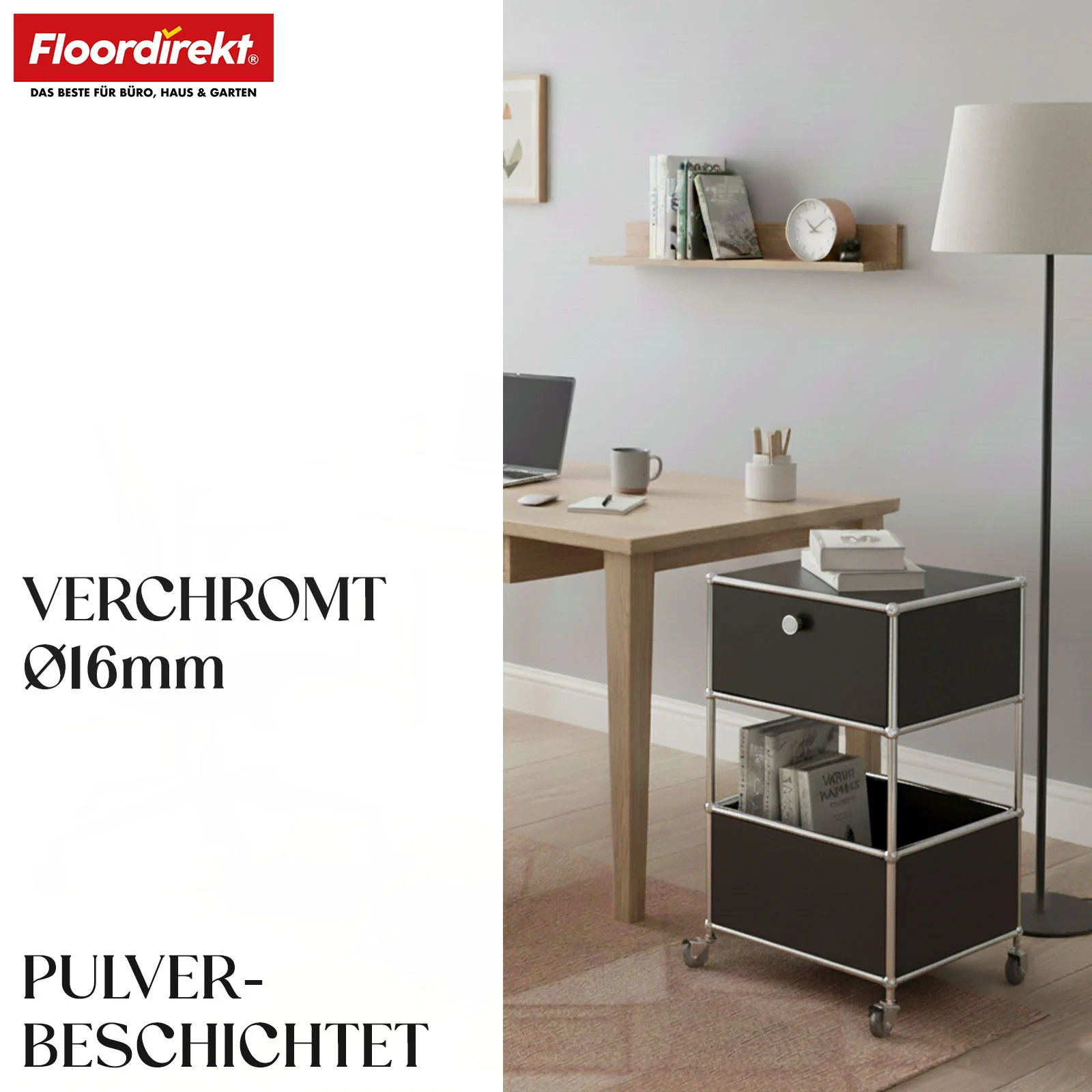 Regał metalowy | Concept Epure MK-145 | 3-poziomowy kontener na kółkach z szufladą i półkami | Dostępny w kilku kolorach - Image 11
