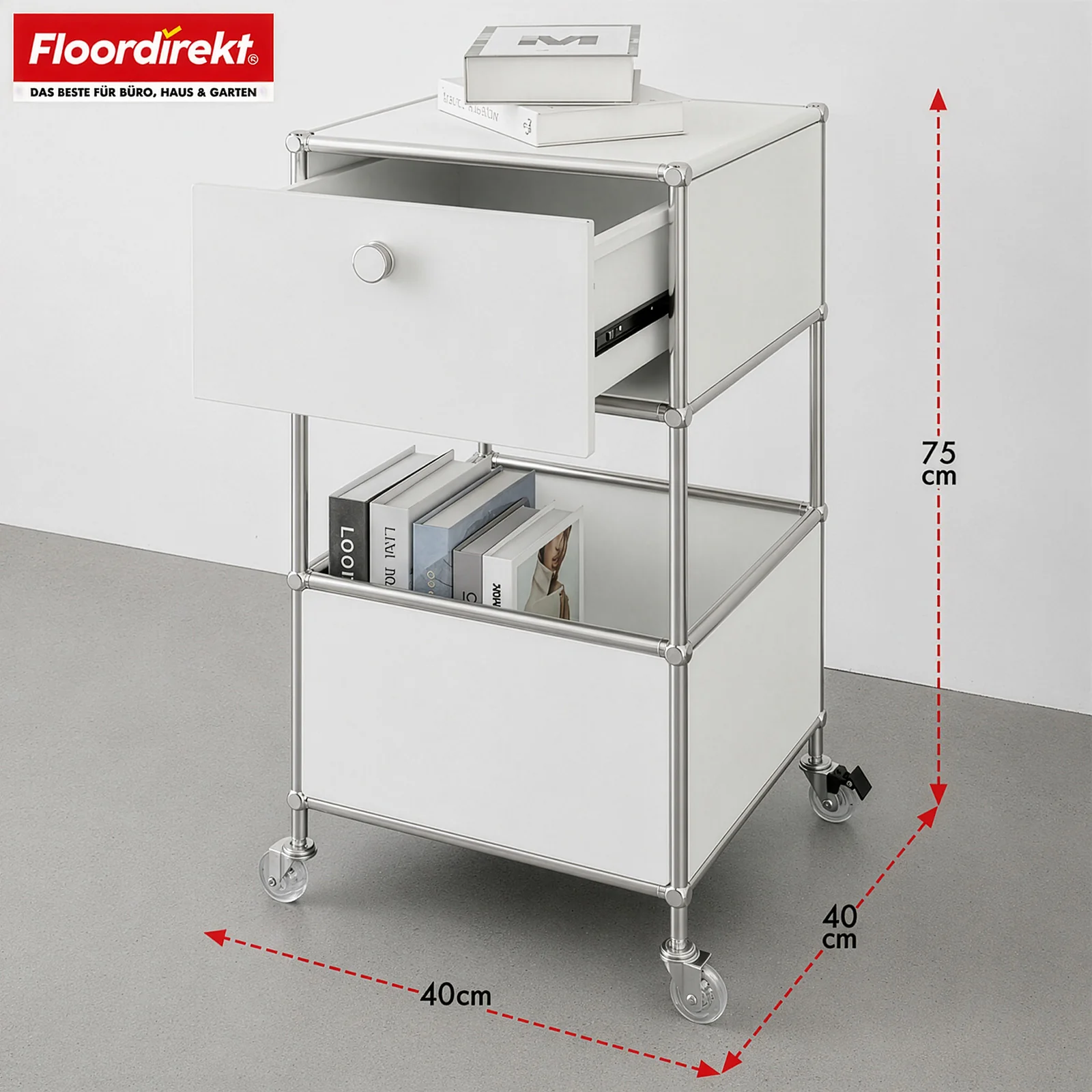 Regał metalowy | Concept Epure MK-145 | 3-poziomowy kontener na kółkach z szufladą i półkami | Dostępny w kilku kolorach - Image 18