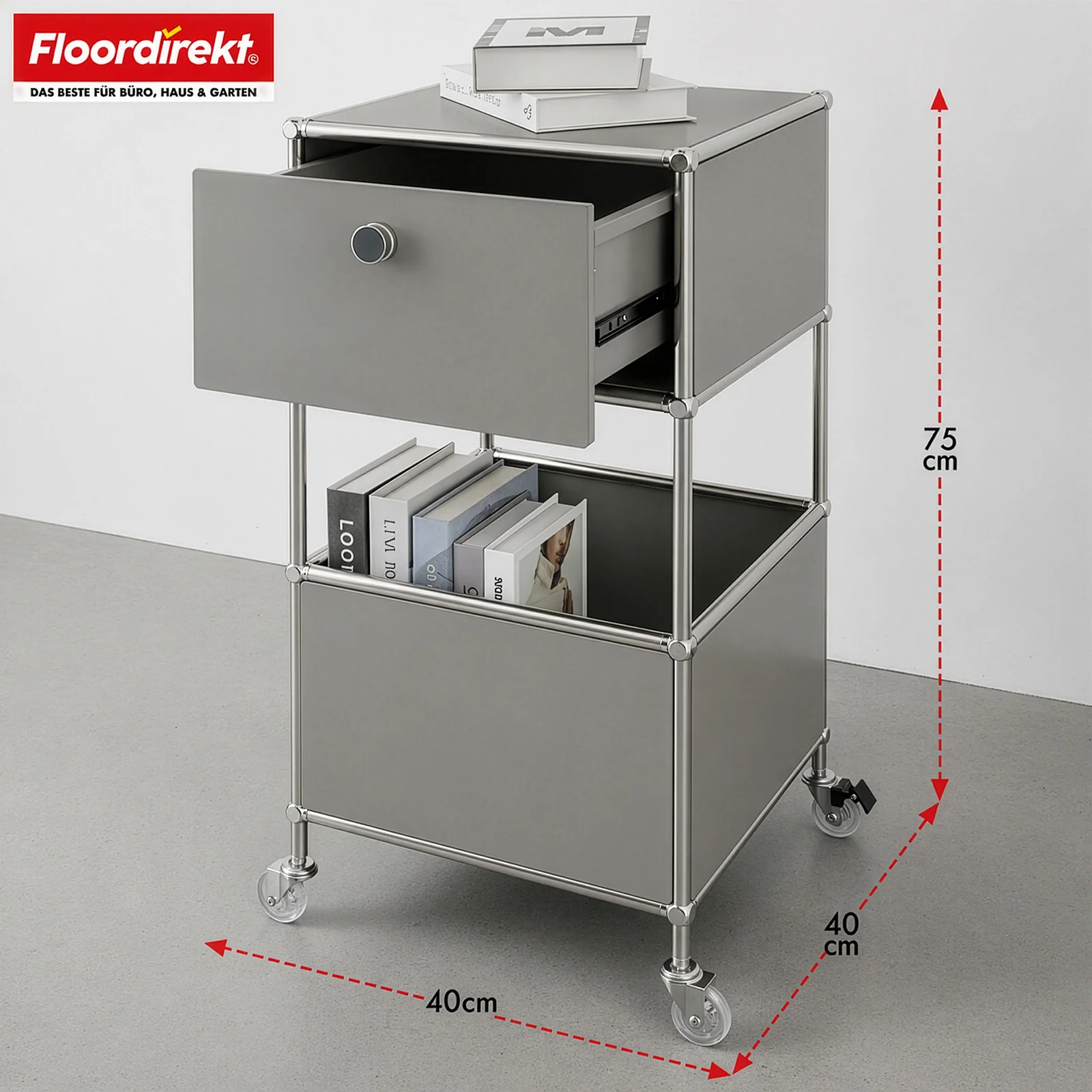 Regał metalowy | Concept Epure MK-145 | 3-poziomowy kontener na kółkach z szufladą i półkami | Dostępny w kilku kolorach - Image 26